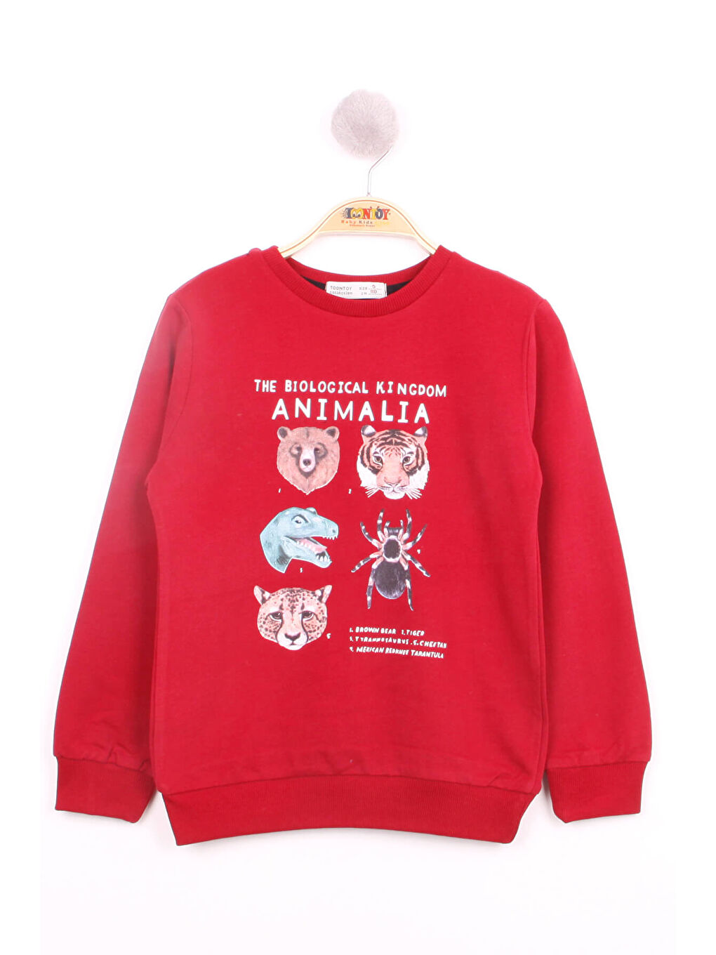 Bordo Erkek Çocuk Hayvan Baskılı Sweatshirt