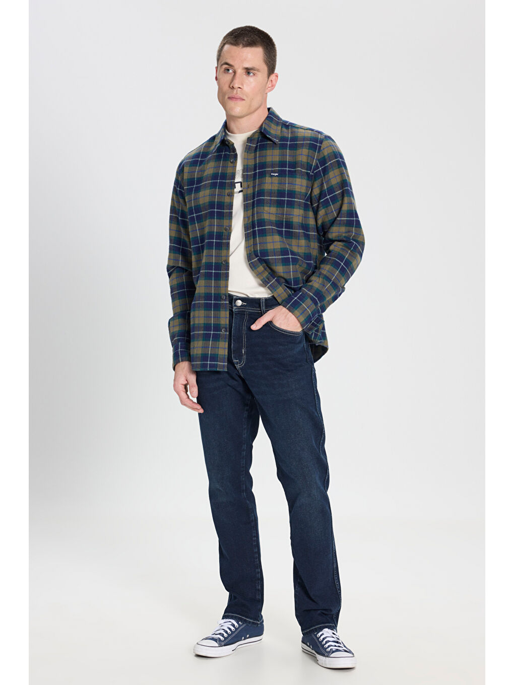 Regular Fit Normal Kesim %100 Pamuk Zeytin Yeşil Flanel Gömlek-2