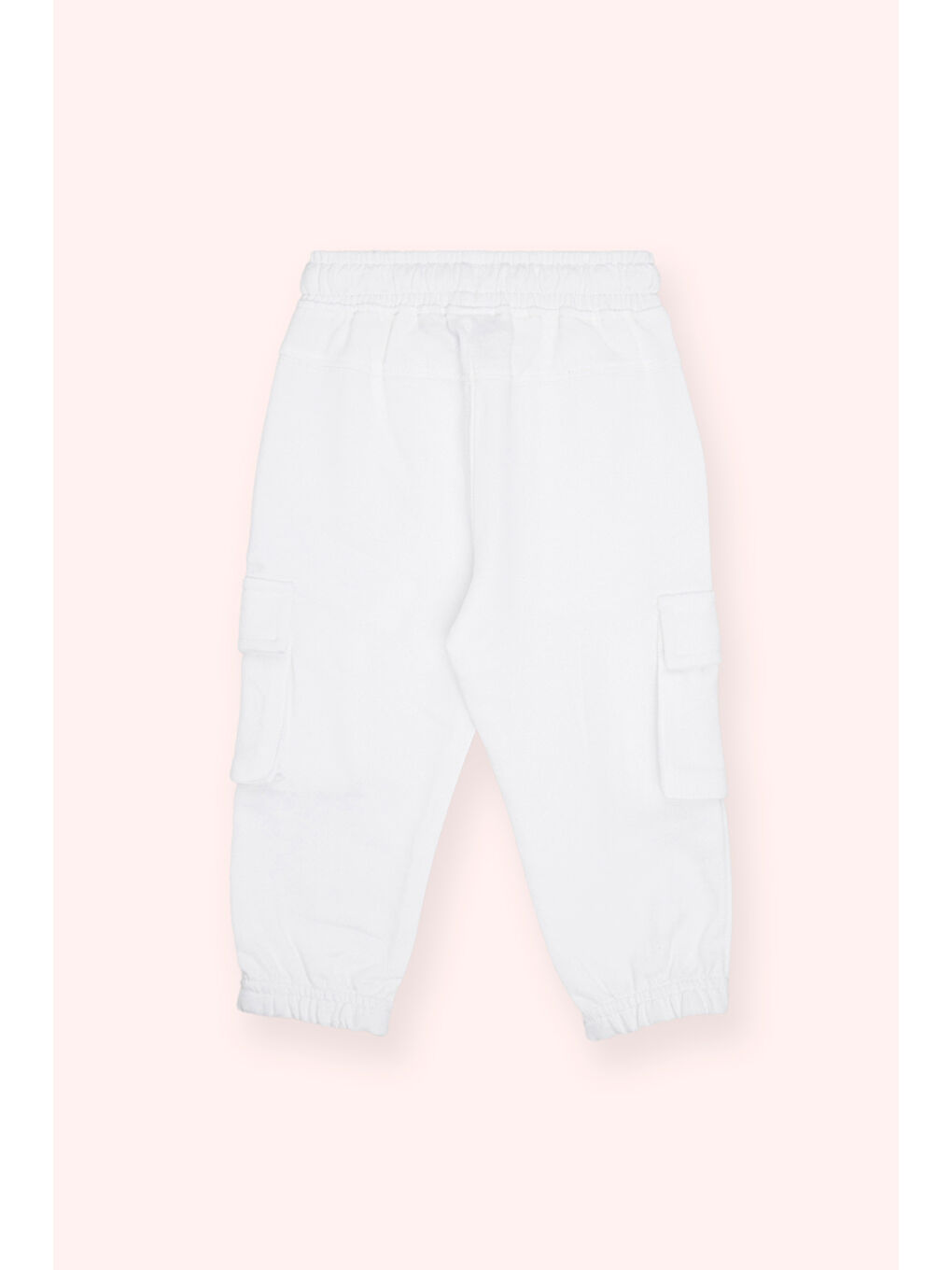 Erkek Bebek Cep Detaylı Beyaz Eşofman Alt-2