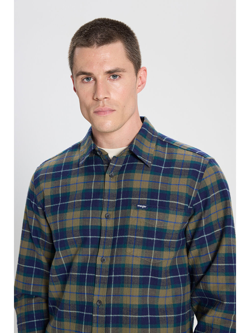 Regular Fit Normal Kesim %100 Pamuk Zeytin Yeşil Flanel Gömlek-3