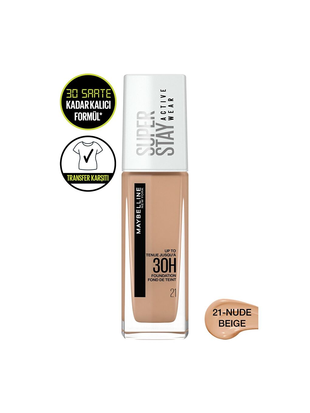 MAYBELLINE NEWYORK Nude Superstay Active Wear Fondöten- 21 Nude Beige