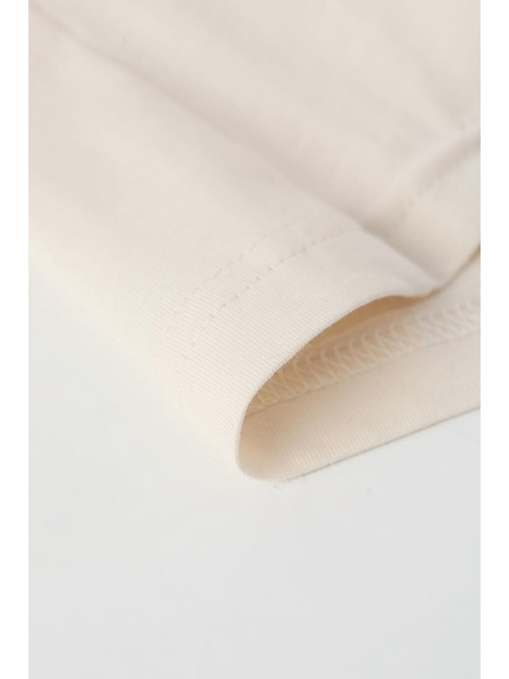 Açık Bej %100 Pamuk Uzun Kollu Penye İçlik Elbise-4