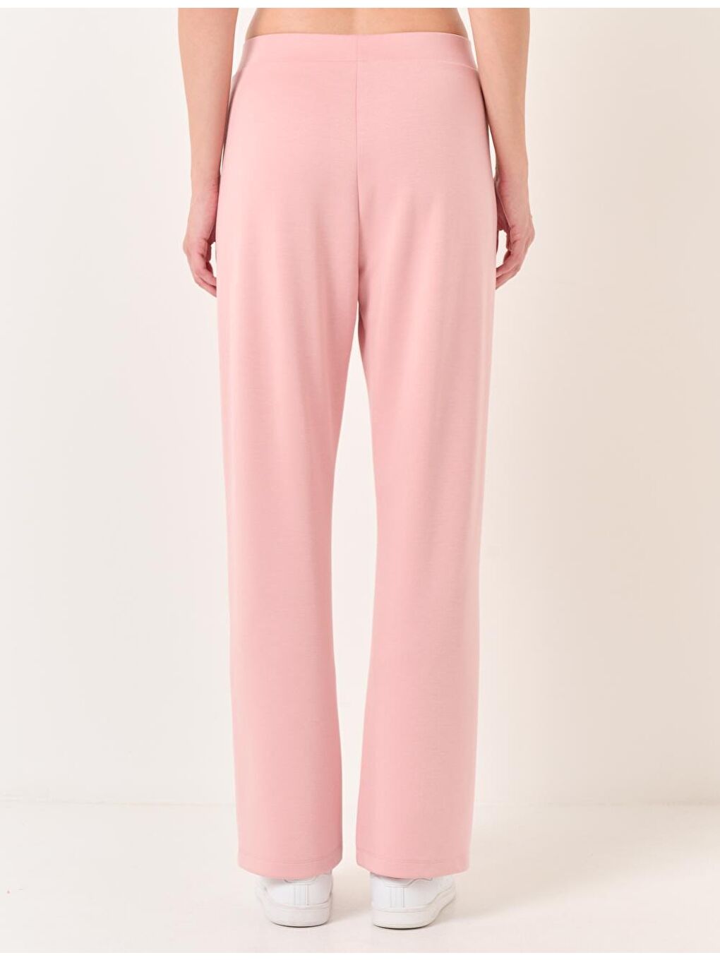 Pembe Gül Kurusu Yüksek Bel Normal Paça Jogger Pantolon-5