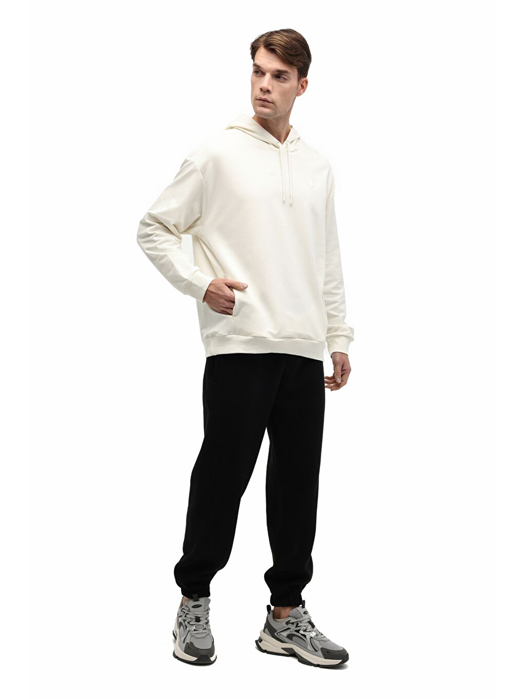 Bej MB SN73 HOODIE 5PR Ekru Erkek Sweatshirt-2