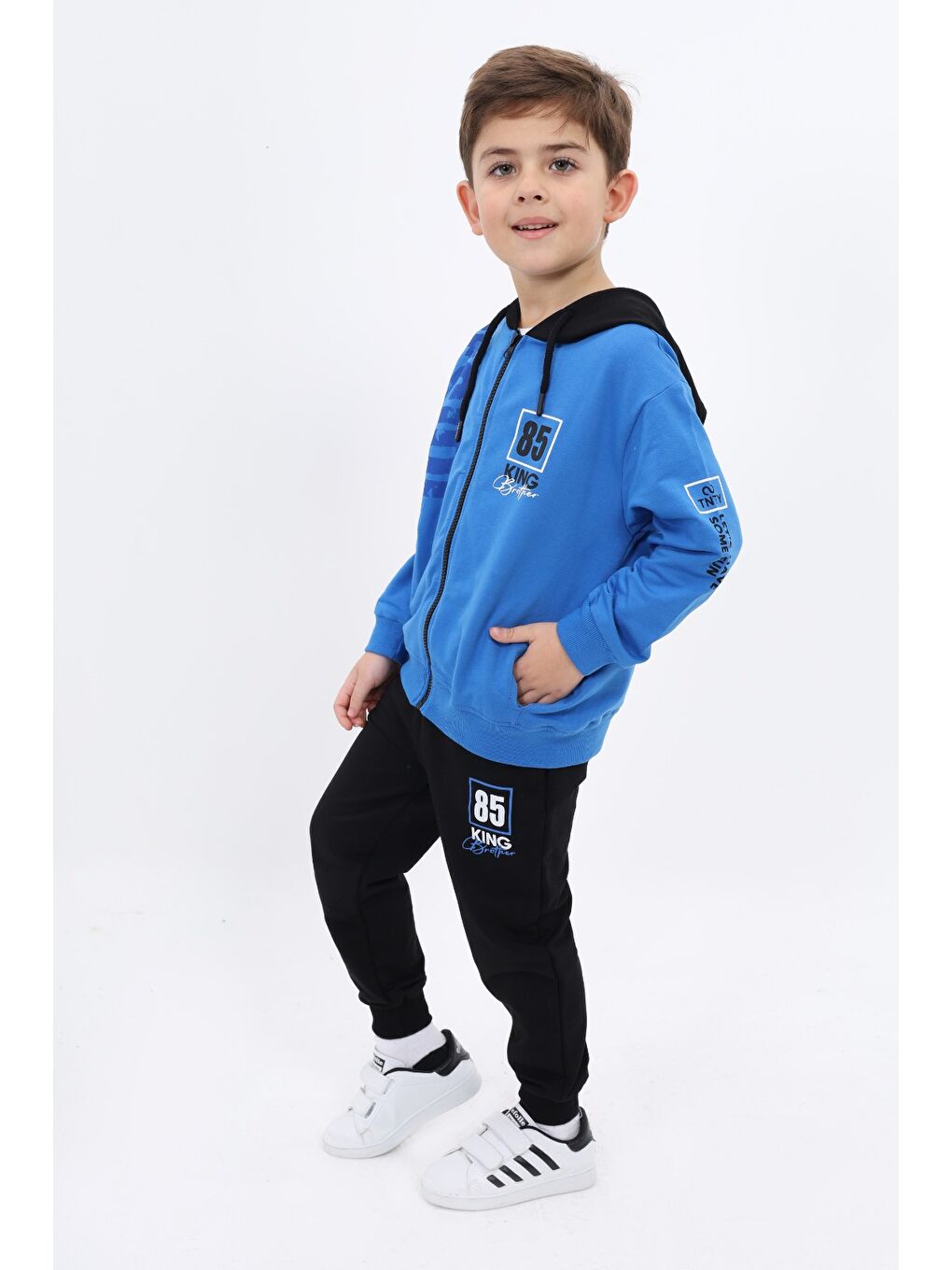 Mavi Erkek Çocuk Baskılı Eşofman Takım-1