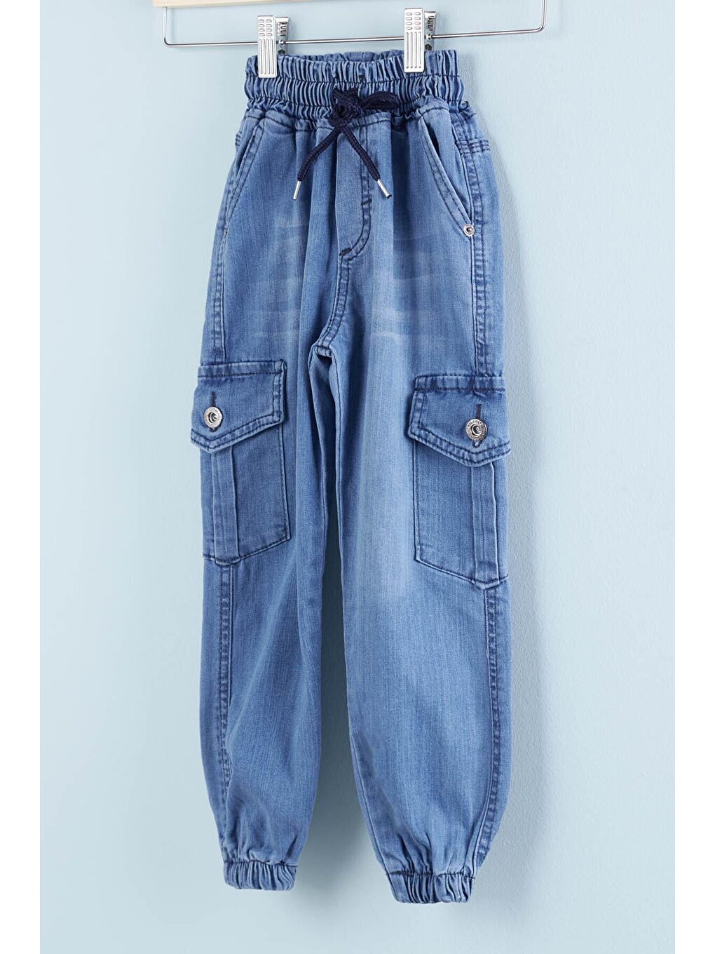 Erkek Çocuk Açık Mavi Kargo Cepli 2-12 Yaş Jean Pantolon 2025