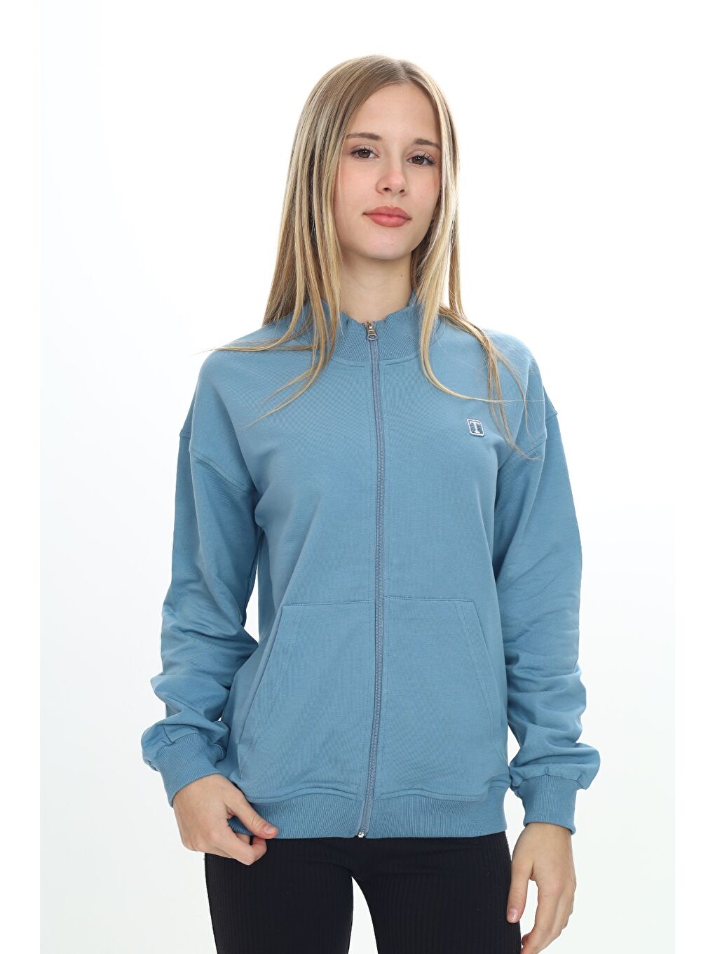 Petrol Kız Çocuk Nakışlı Hırka-1