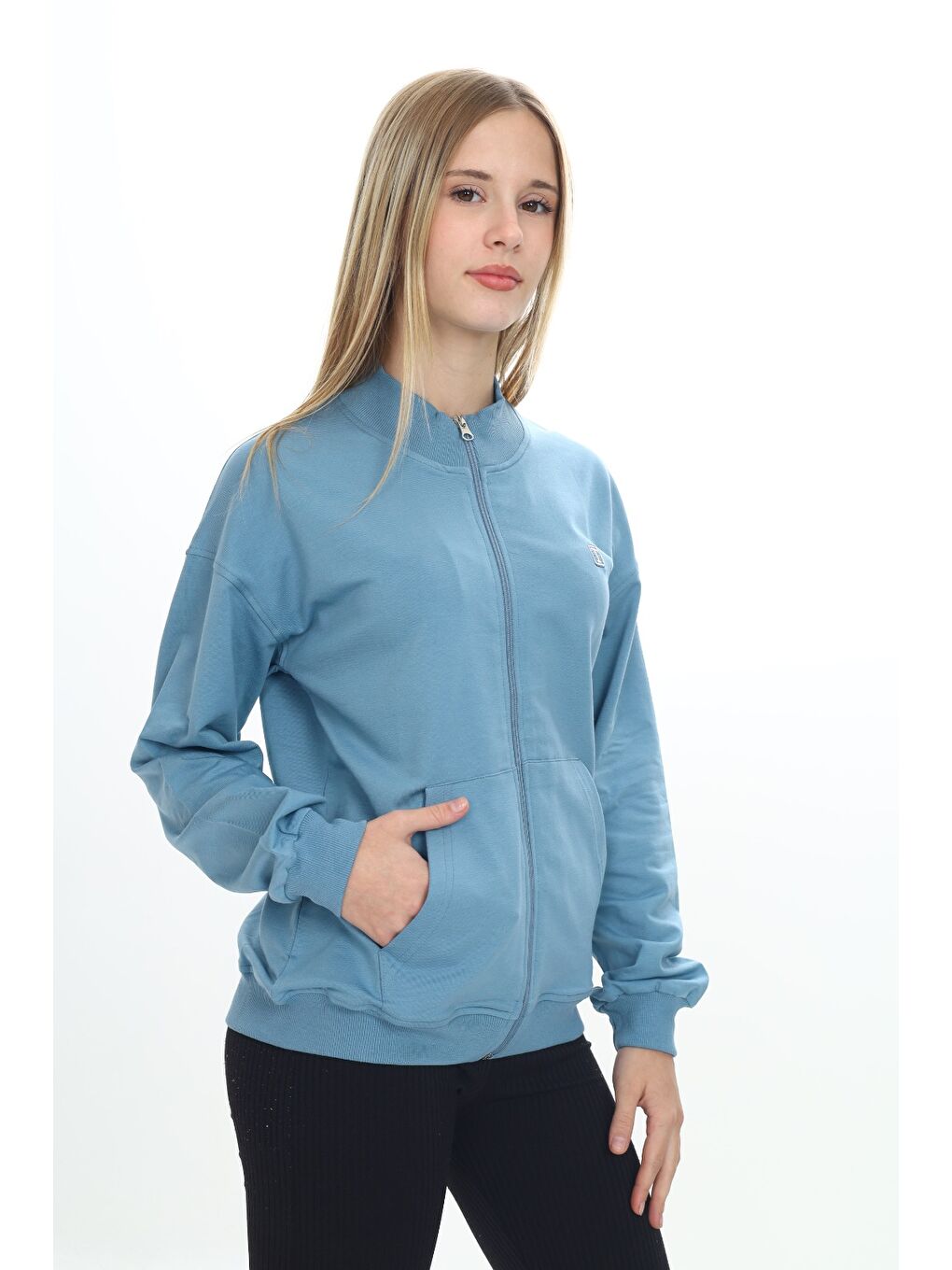 Petrol Kız Çocuk Nakışlı Hırka-3