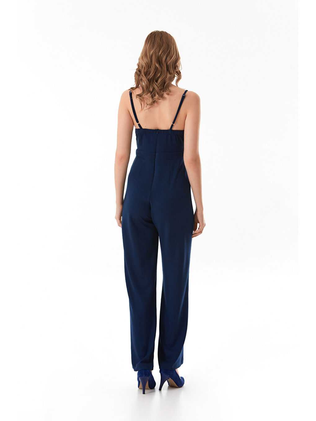 Lacivert Askılı Fermuarlı Modal Tulum-3