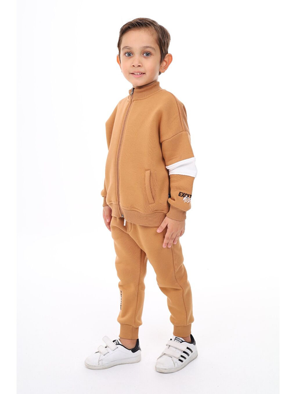 Kahverengi Erkek Çocuk Nakışlı Eşofman Takım-1