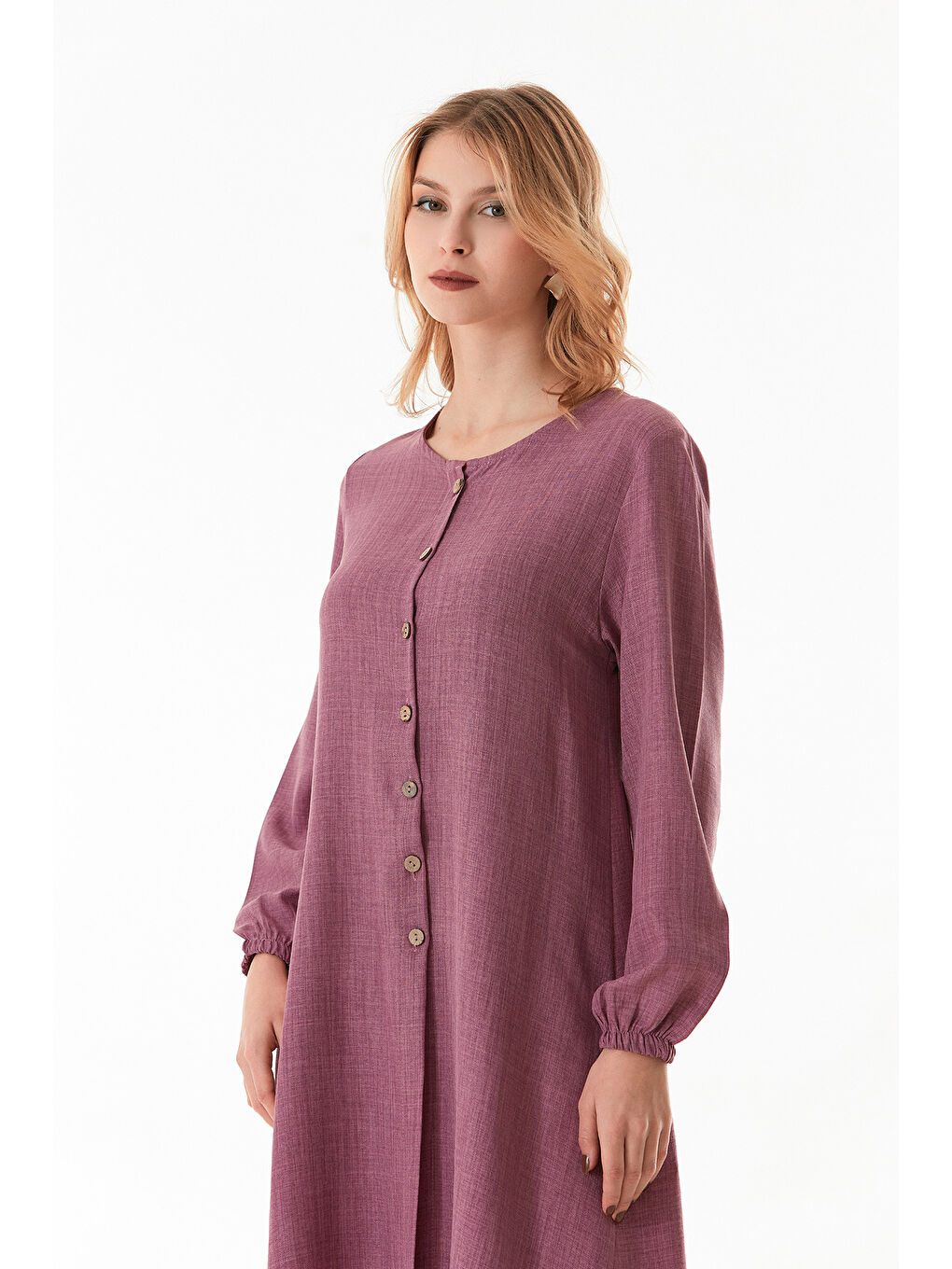 Pembe Fullamodest Basic Düğmeli Takım-1