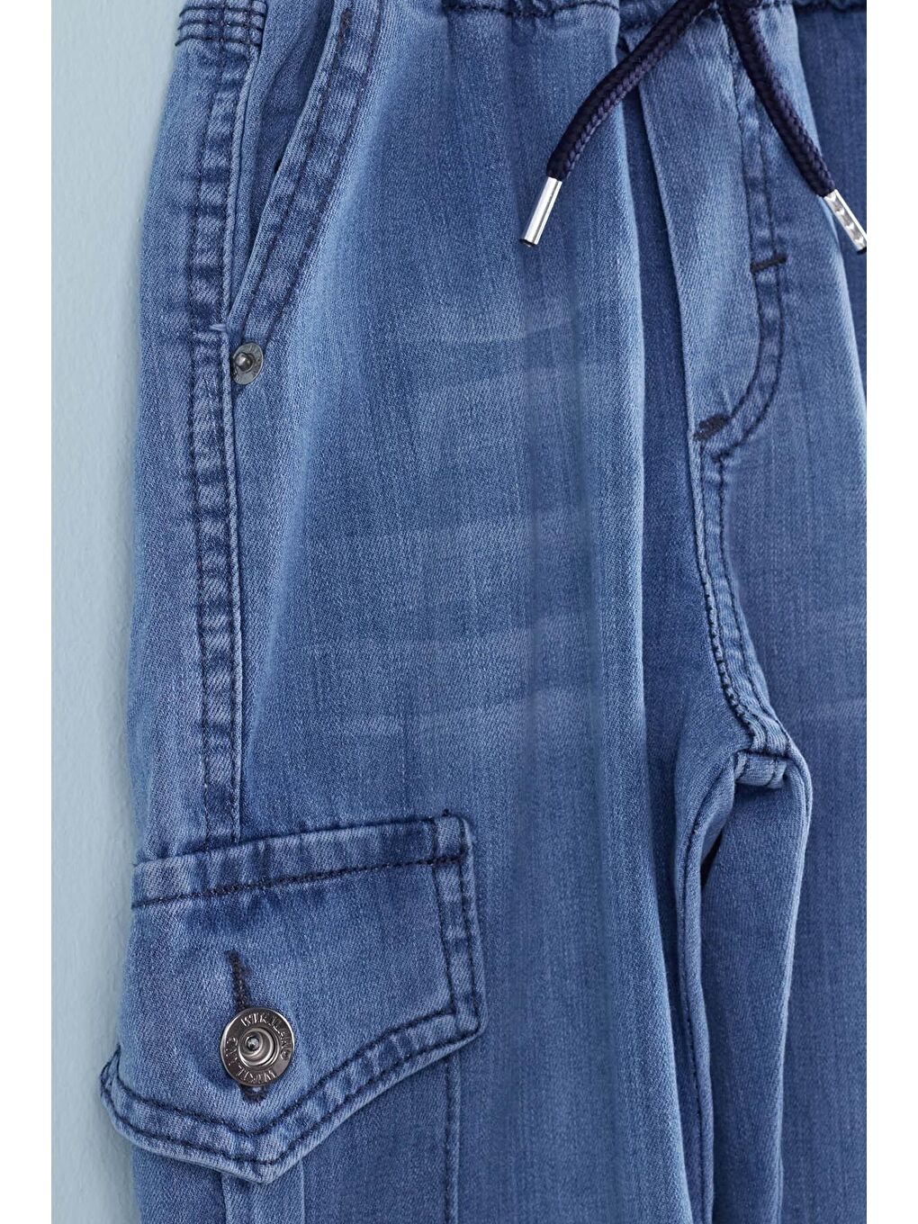 Erkek Çocuk Açık Mavi Kargo Cepli 2-12 Yaş Jean Pantolon 2025-2