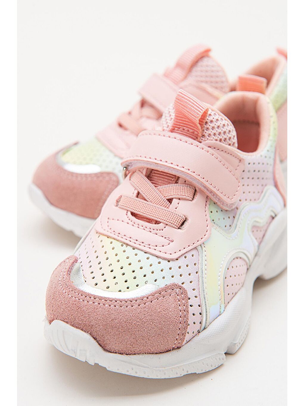 Pembe Kız Çocuk Pudra Hakiki Deri Spor Ayakkabı-1