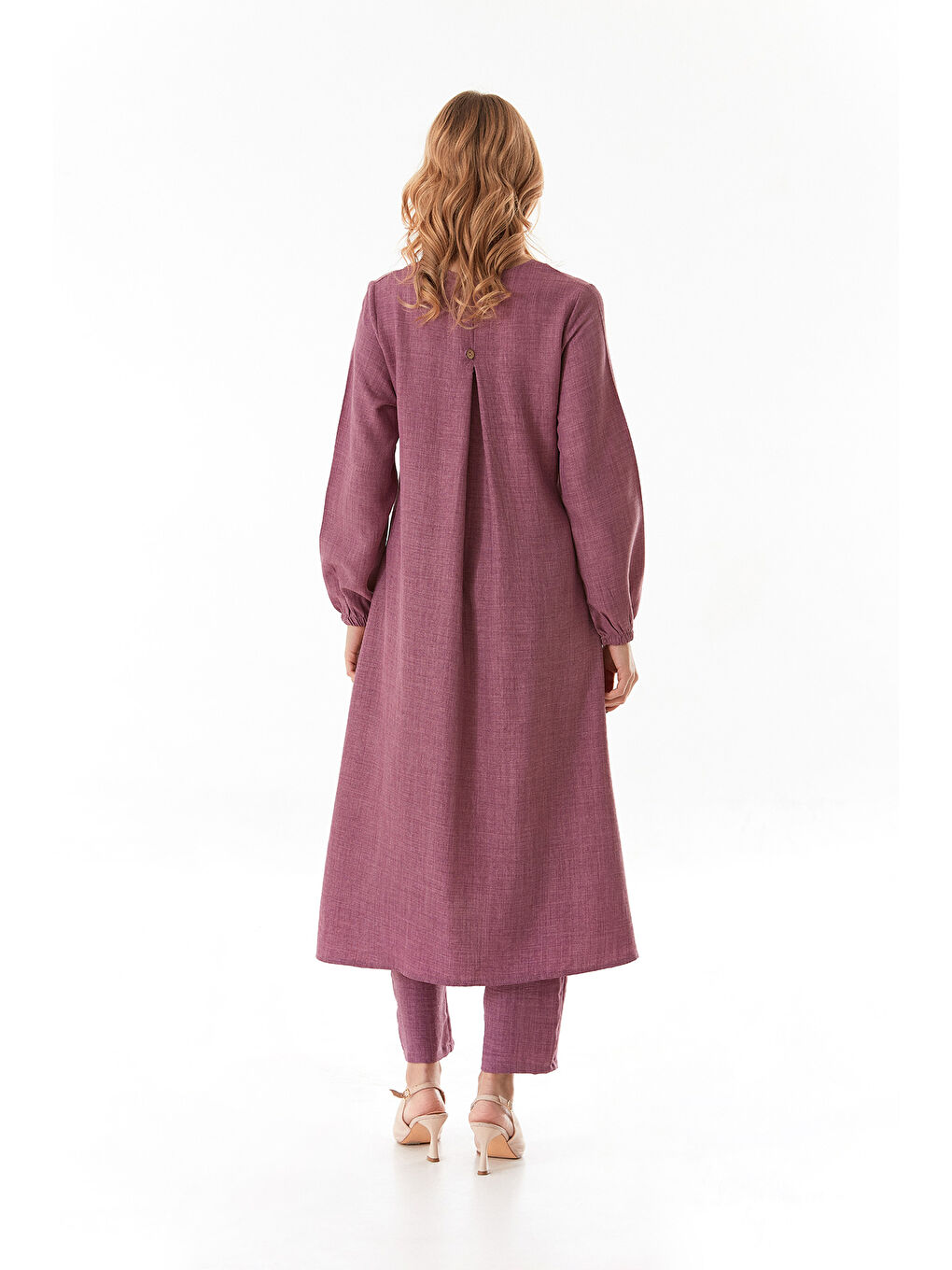 Pembe Fullamodest Basic Düğmeli Takım-3