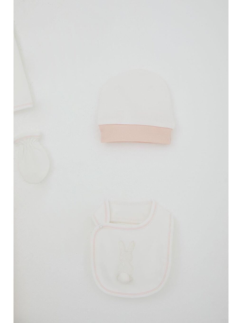 Kız Bebek Hastane Çıkışı 5 Li Ponponlu Tavşancık Nakışlı Ekru (0-3 Ay)-4