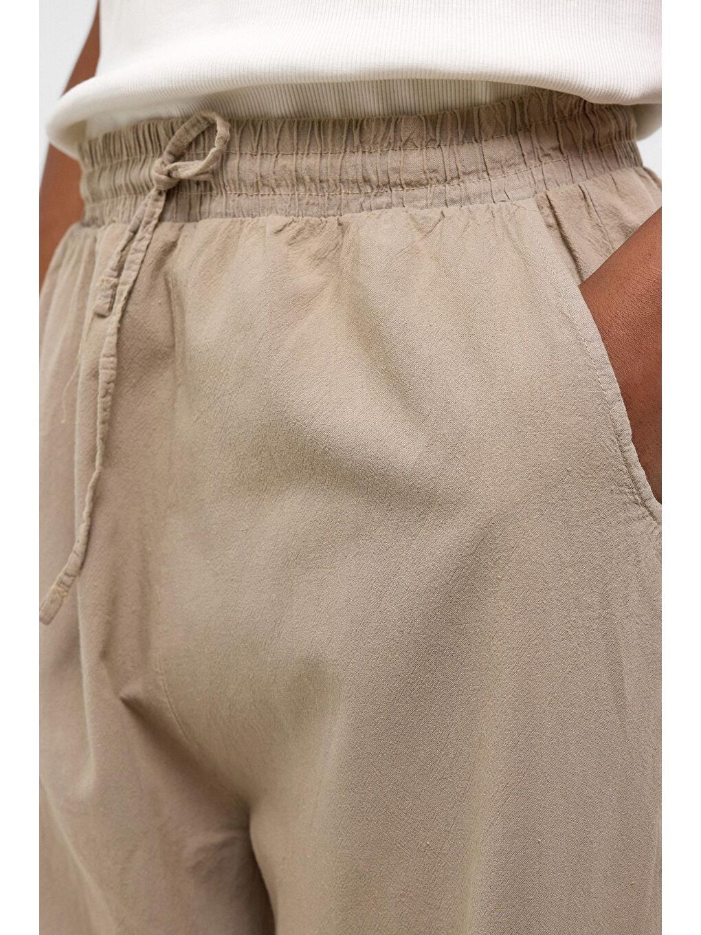 Basic Oversize Keten Takım Bej-7