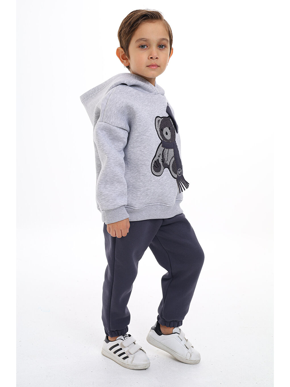 Gri Erkek Çocuk Nakışlı Eşofman Takım-3