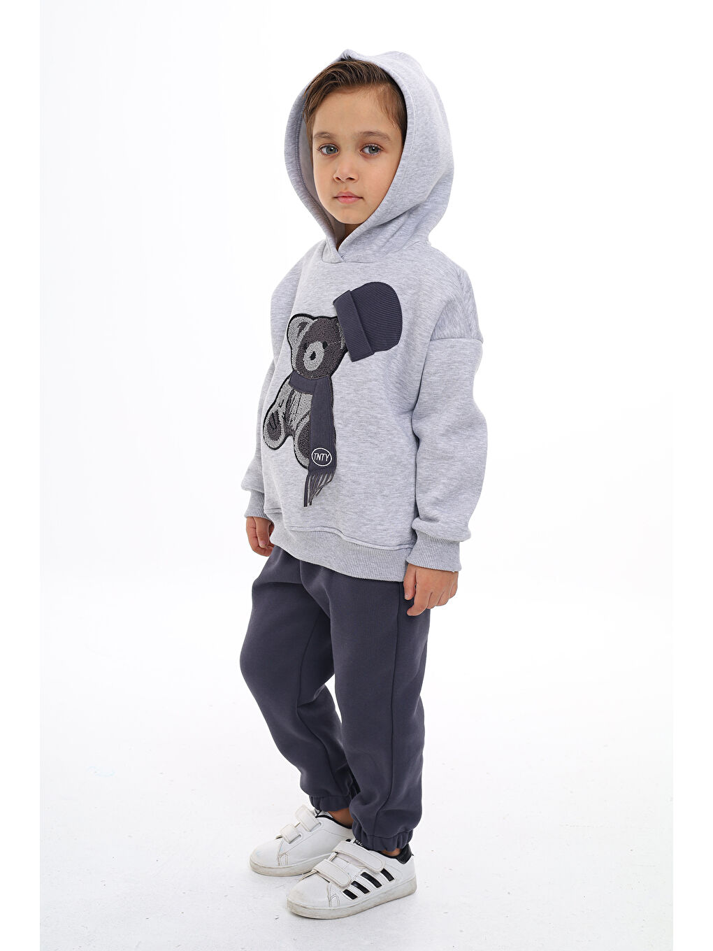 Gri Erkek Çocuk Nakışlı Eşofman Takım-5