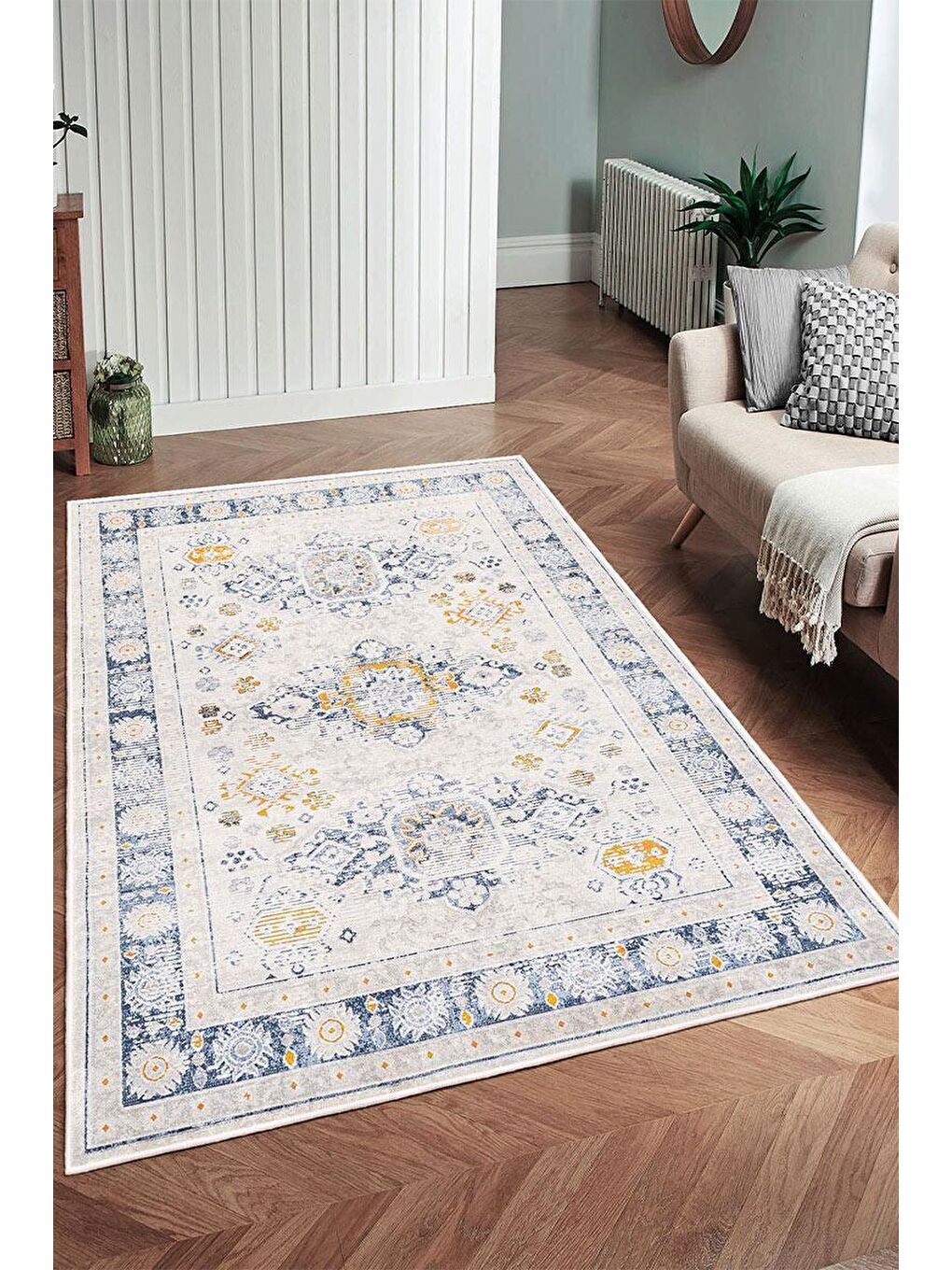 Beyaz Premium Kalite, Pamuk ve Kaydırmaz Taban, Yıkanabilir, Modern Halı  180 x 280 cm