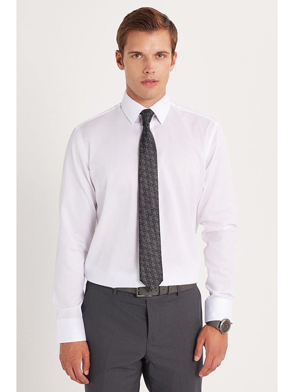 Regular Fit Beyaz Non-Iron %100 Pamuk Doğa Dostu Ekoteks Belgeli Ütü Gerektirmez Gömlek-3