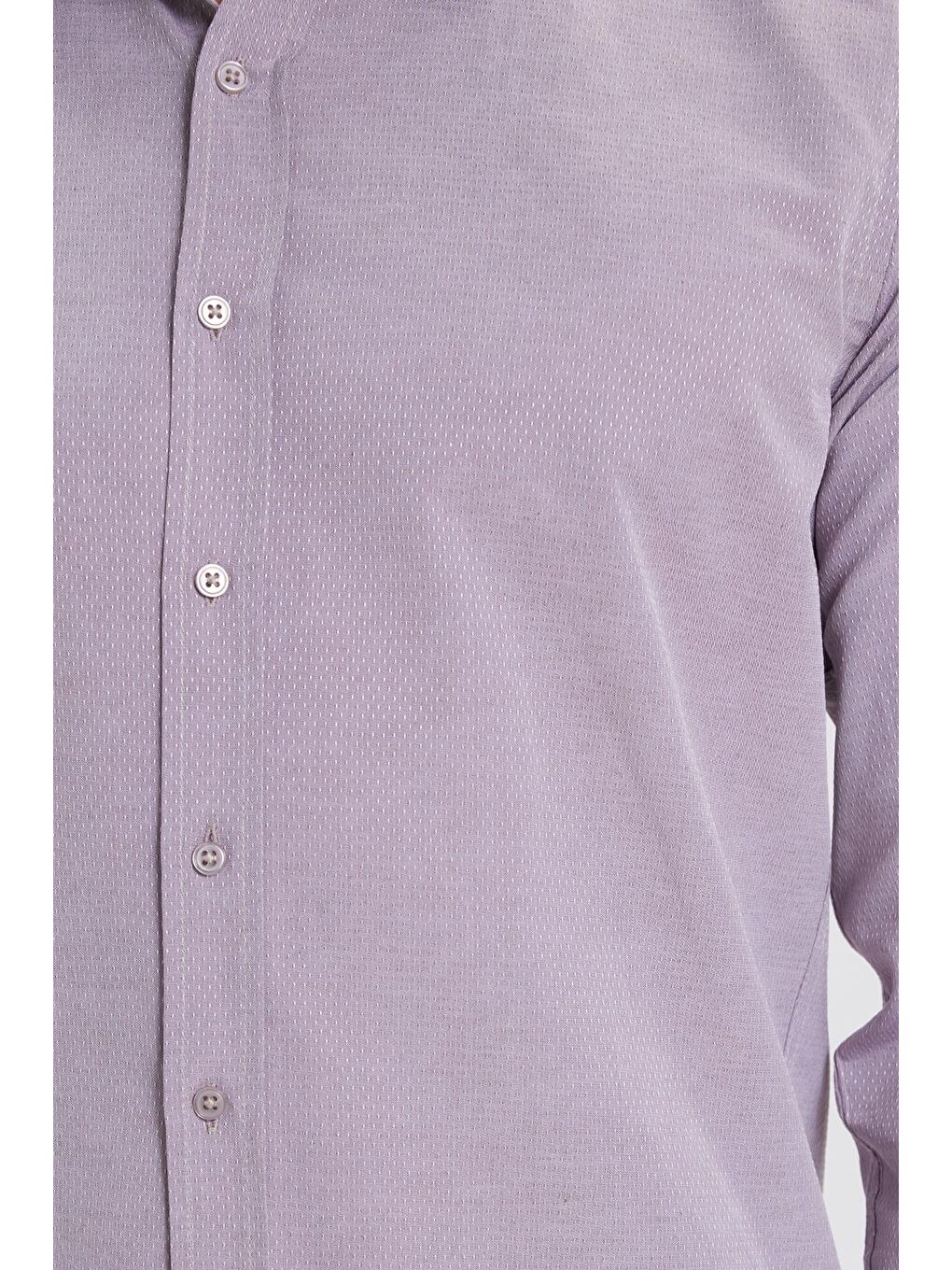 Pembe Modern Slim Fit Uzun Kollu Pamuklu Kolay Ütü Armürlü Gül Kurusu Erkek Gömlek-5