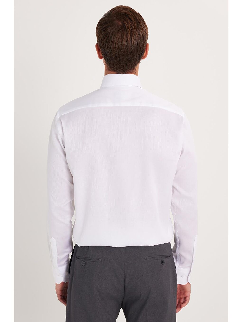 Regular Fit Beyaz Non-Iron %100 Pamuk Doğa Dostu Ekoteks Belgeli Ütü Gerektirmez Gömlek-4