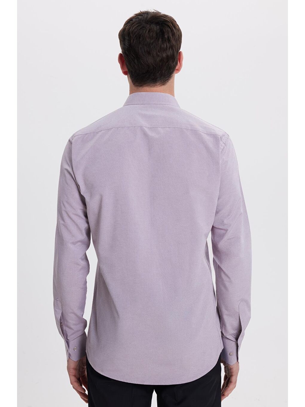 Pembe Modern Slim Fit Uzun Kollu Pamuklu Kolay Ütü Armürlü Gül Kurusu Erkek Gömlek-6