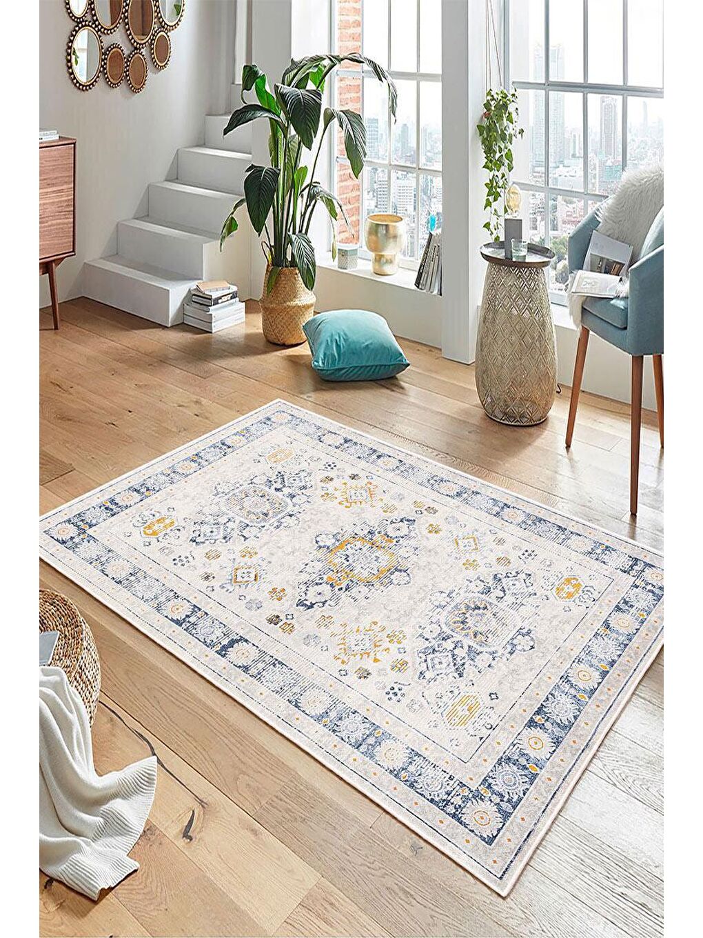 Beyaz Premium Kalite, Pamuk ve Kaydırmaz Taban, Yıkanabilir, Modern Halı  180 x 280 cm-1