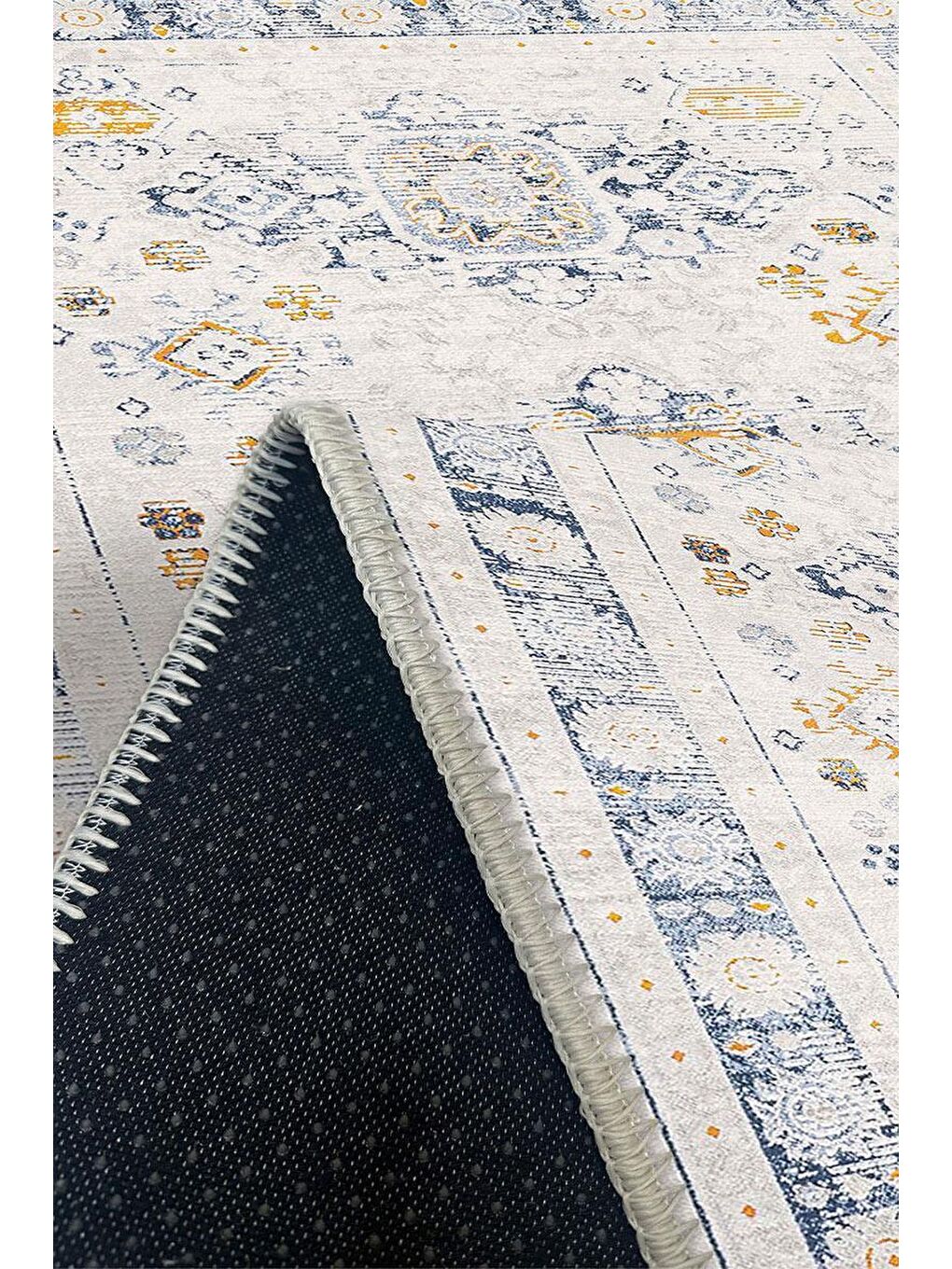 Beyaz Premium Kalite, Pamuk ve Kaydırmaz Taban, Yıkanabilir, Modern Halı  180 x 280 cm-2