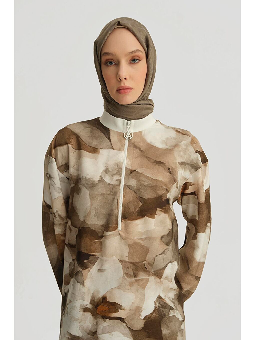 Kahverengi Desenli Tunik Kahve-1