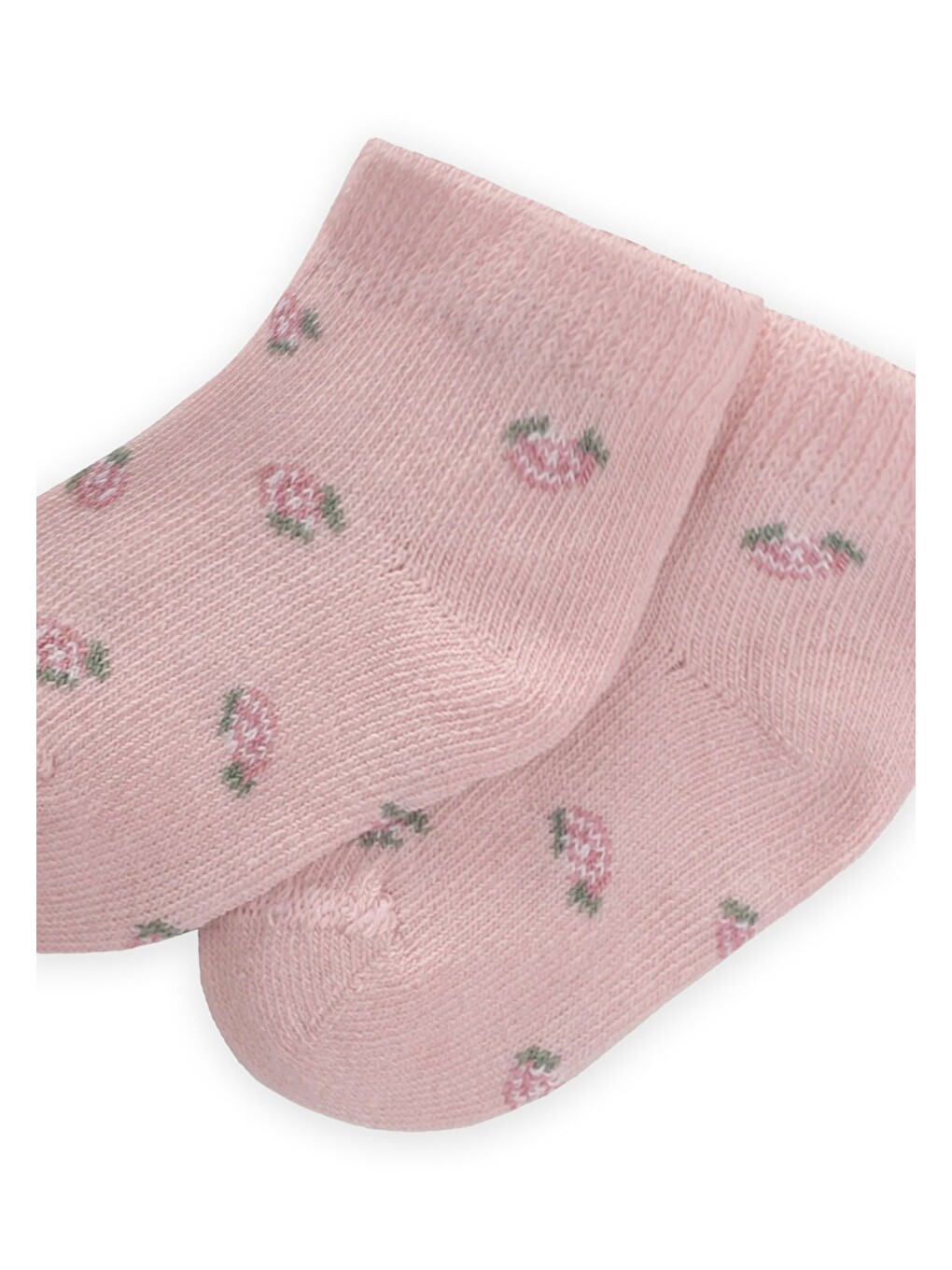 Çiçek Desenli Bebe Soket 0-4 Yaş Pudra Pembe-1