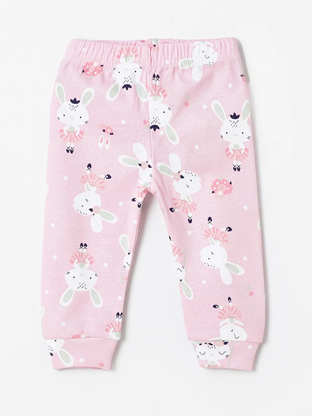 LUGGİ BABY Pembe Beli Lastikli Kız Bebek Pijama Alt 2'li - 3