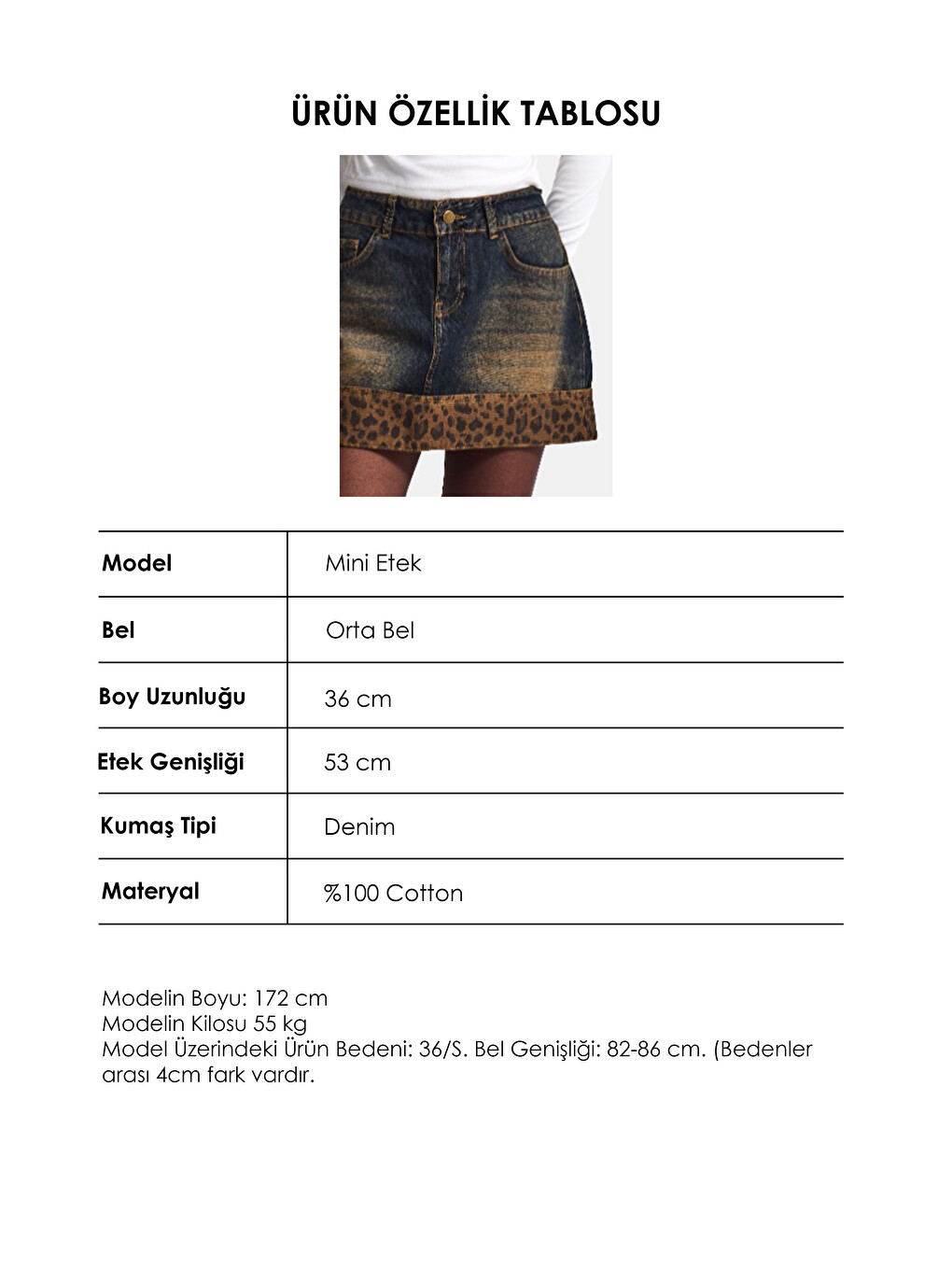 Mavi Kadın Koyu Jean 2w6-8 Straight Leopar Detaylı Tasarım Denim Etek-6