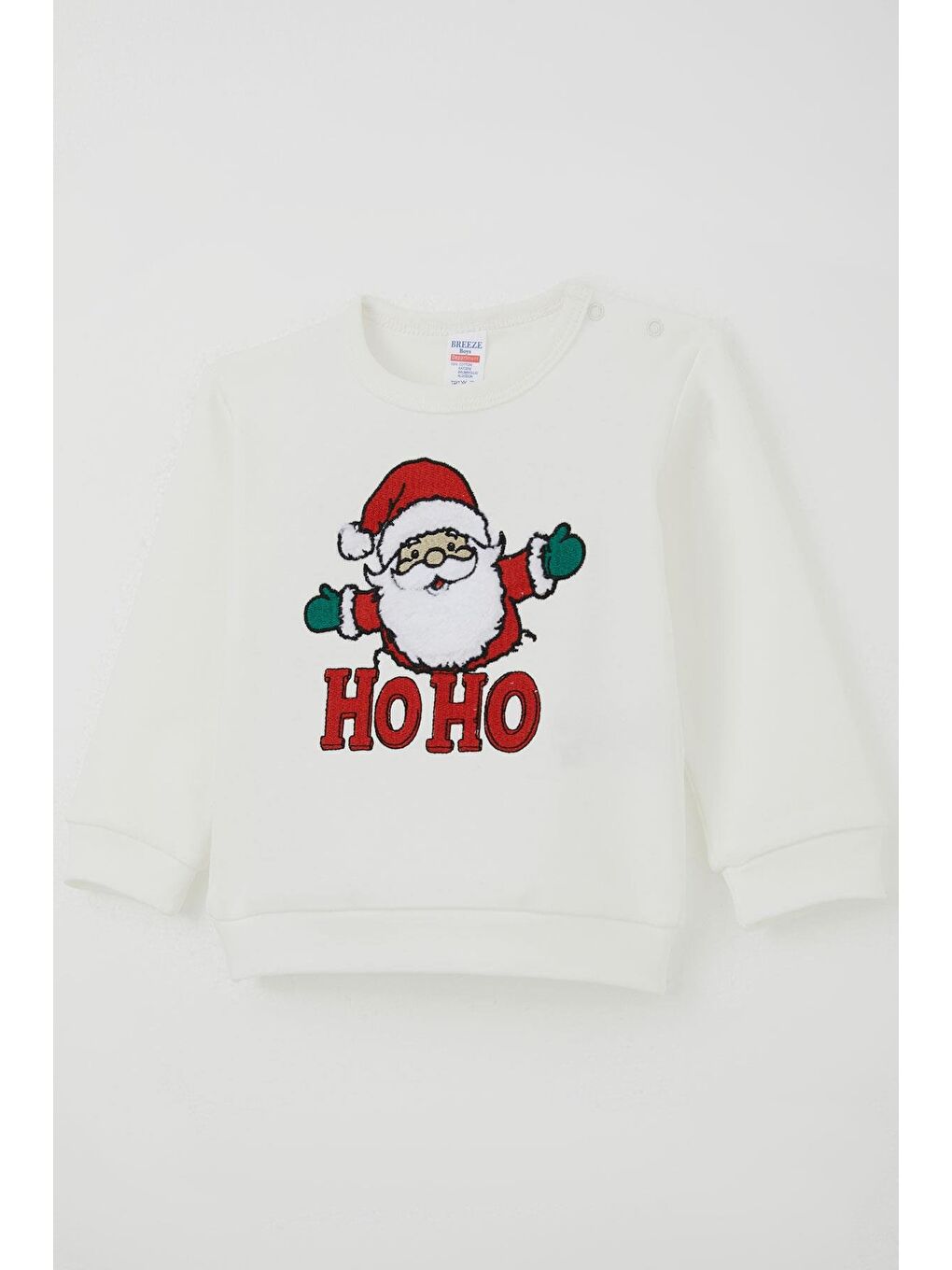 Erkek Bebek Pijama Takımı Omuzdan Patlı Pelüş Sakallı Hoho Ekru (4 Ay-1 Yaş)-5