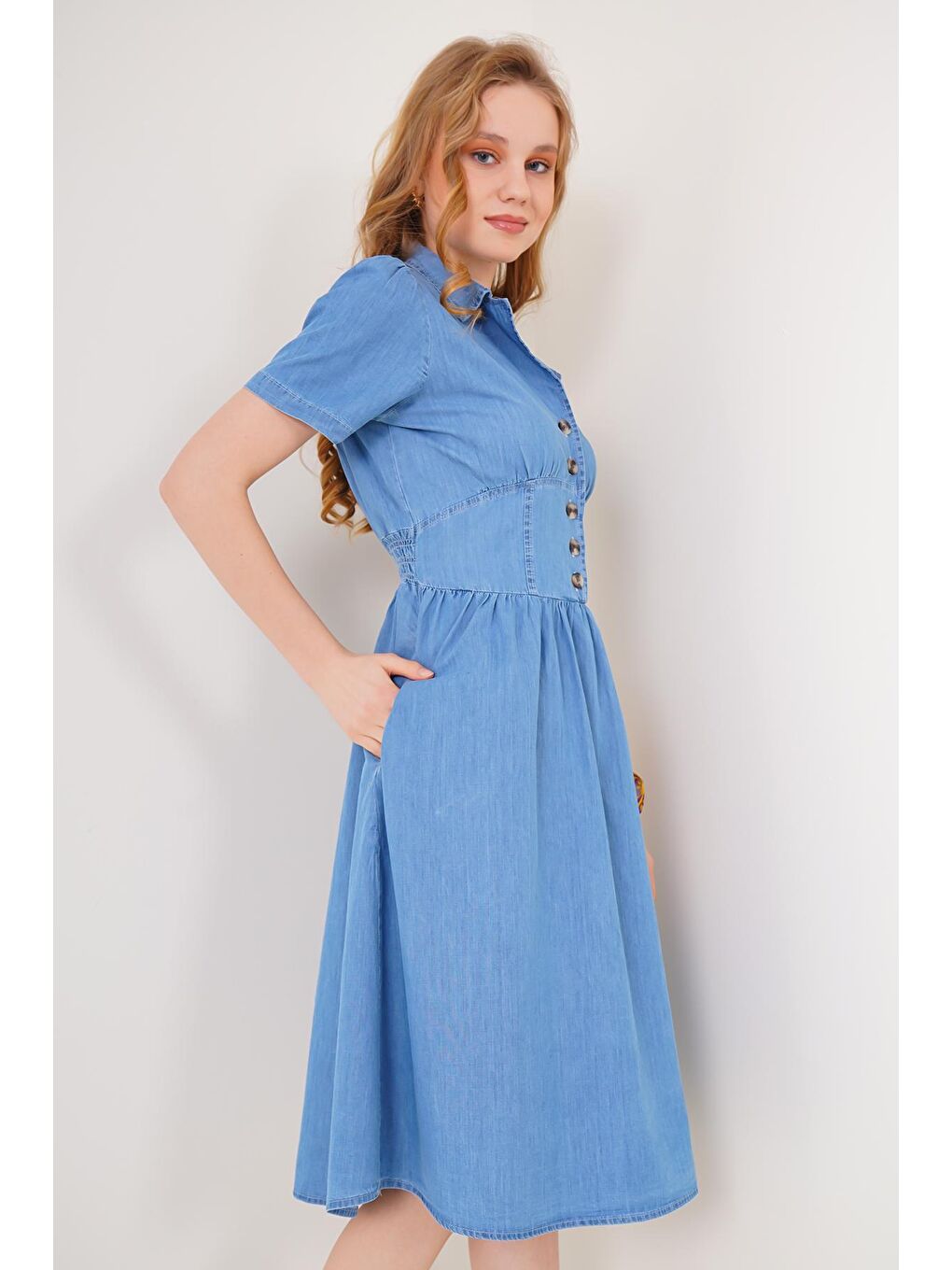 2210 Jean Elbise - Mavi-3