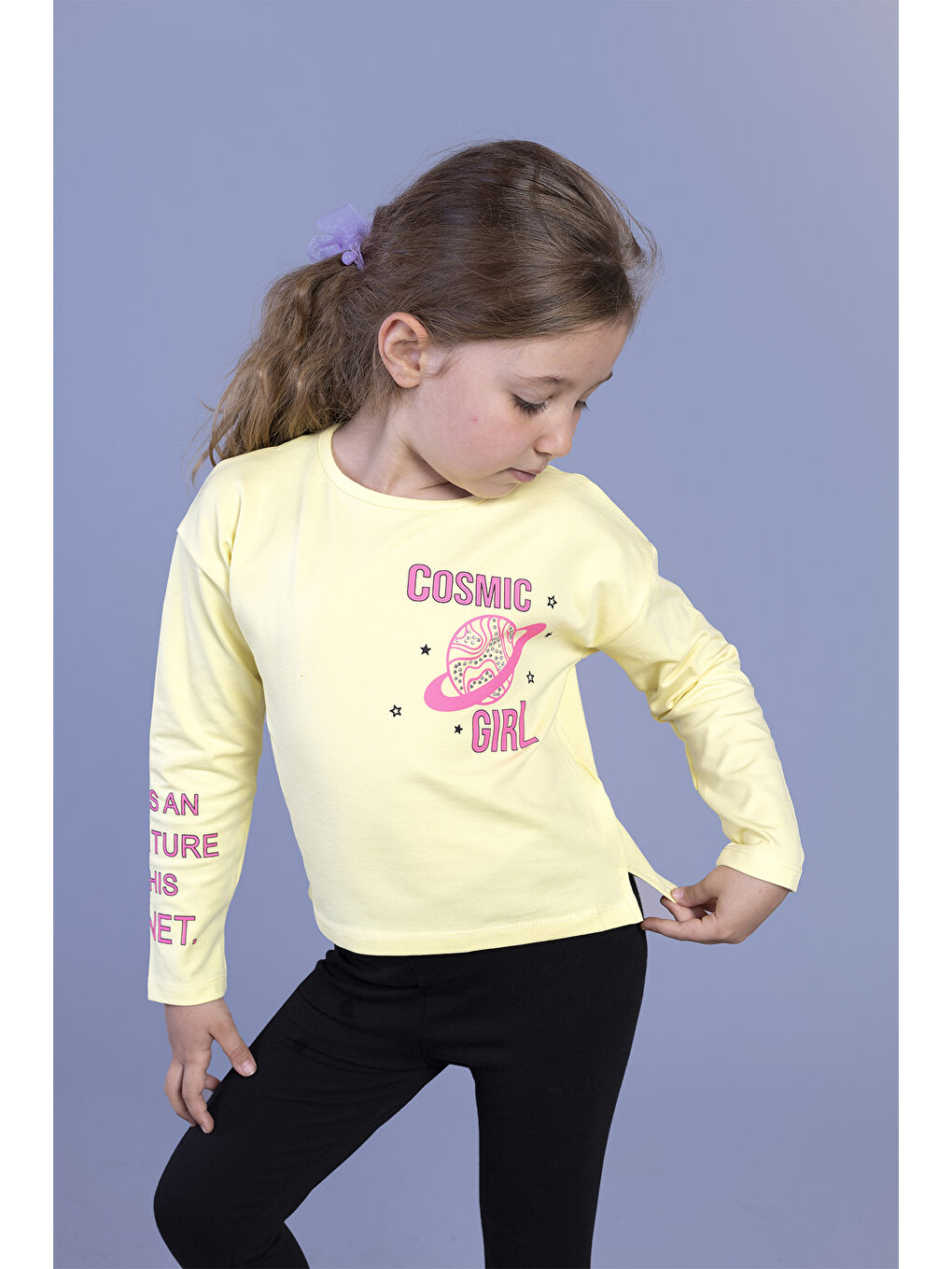 Sarı Kız Çocuk Baskılı Tişört