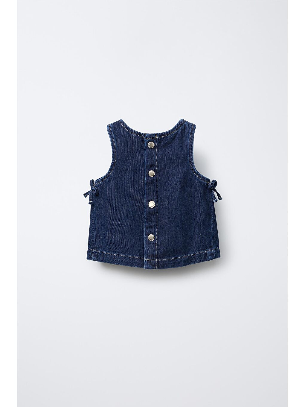 Kız Çocuk Pamuklu Koyu Mavi Fiyonklu Denim Şortlu Takım - Yazlık Askılı Model-2