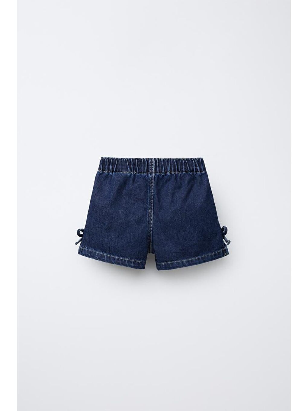 Kız Çocuk Pamuklu Koyu Mavi Fiyonklu Denim Şortlu Takım - Yazlık Askılı Model-3