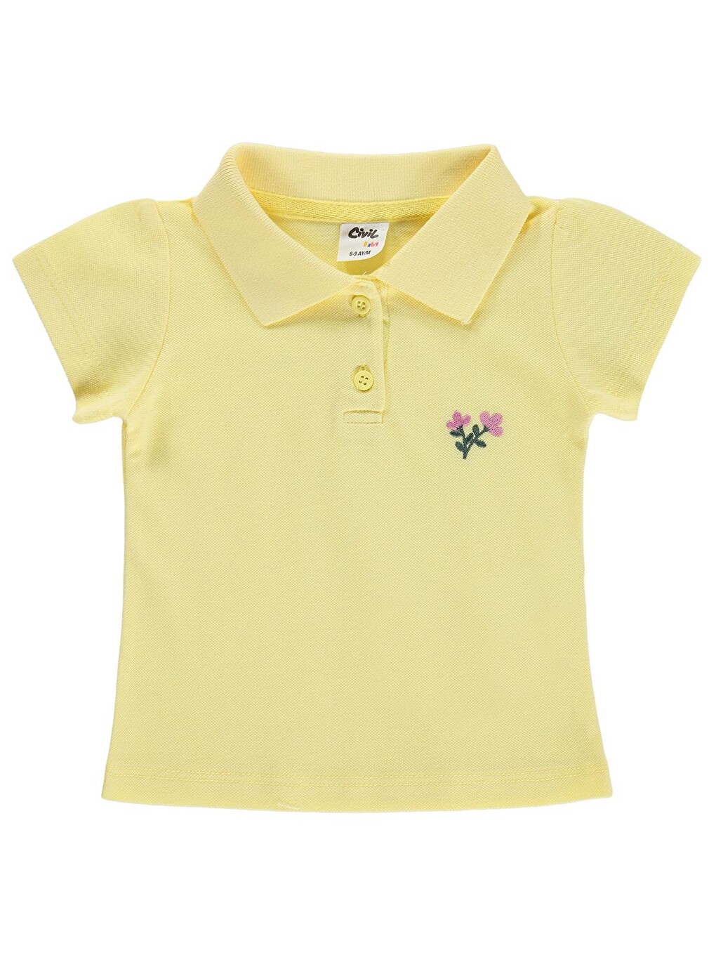Baby Çiçek Nakışlı Basic 6-18 Ay Tişört - Sarı