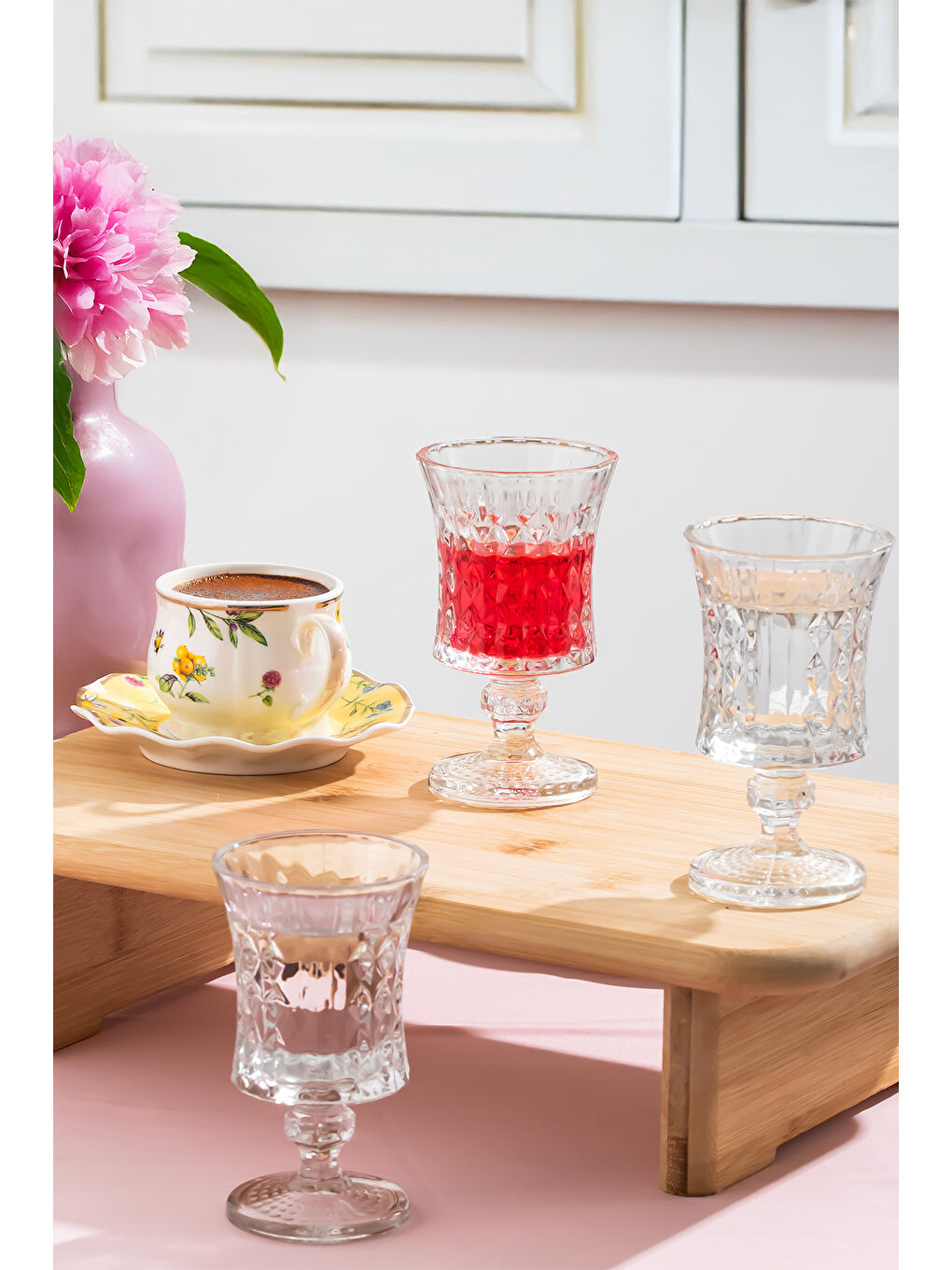 Renksiz Yasemin 6lı Kahve Yanı Cam Bardak Takımı-2