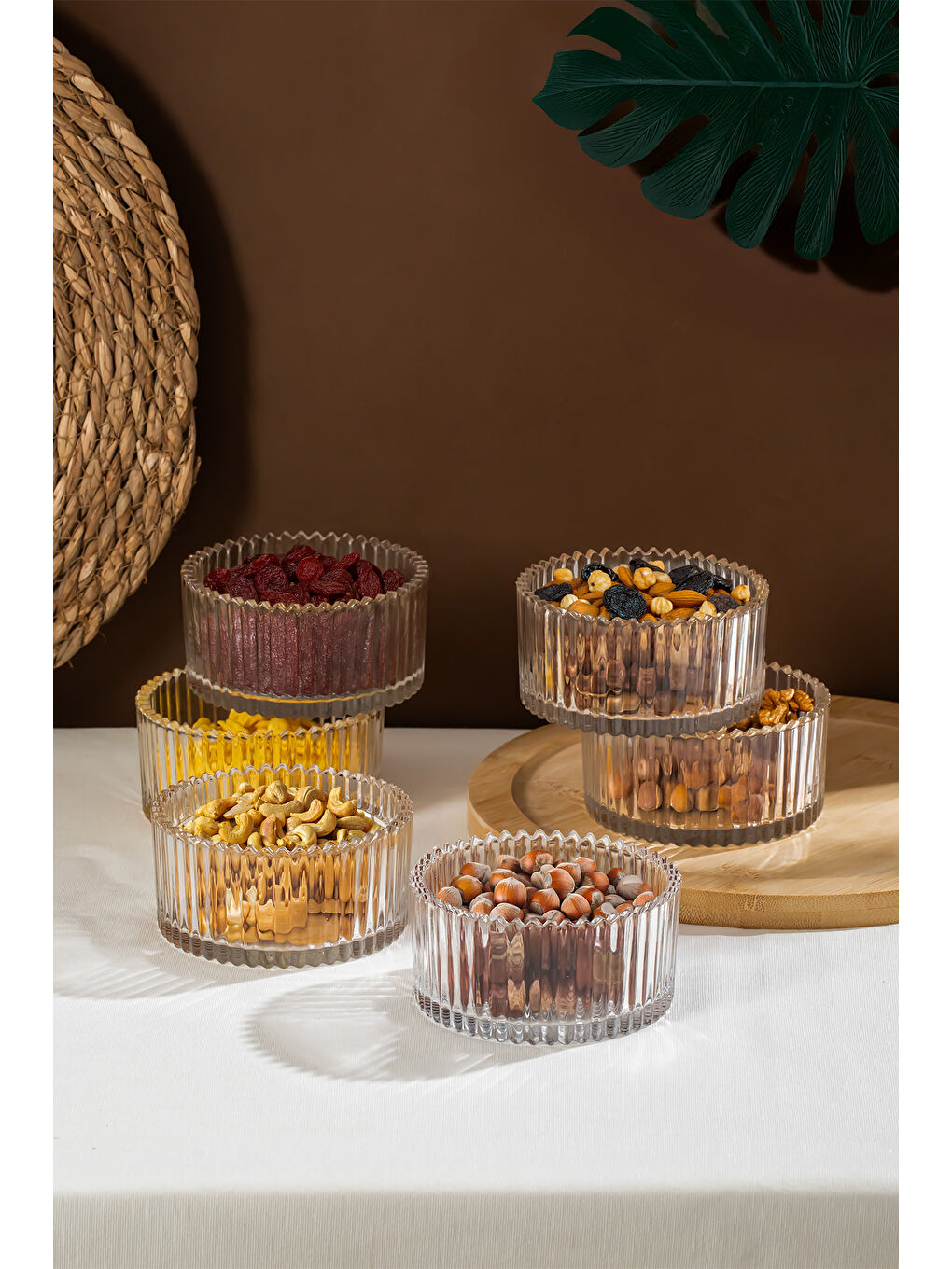 Renksiz İstanbul 6 Parça Cam Çerezlik Sunum Magnolia-magnolya Kasesi-1