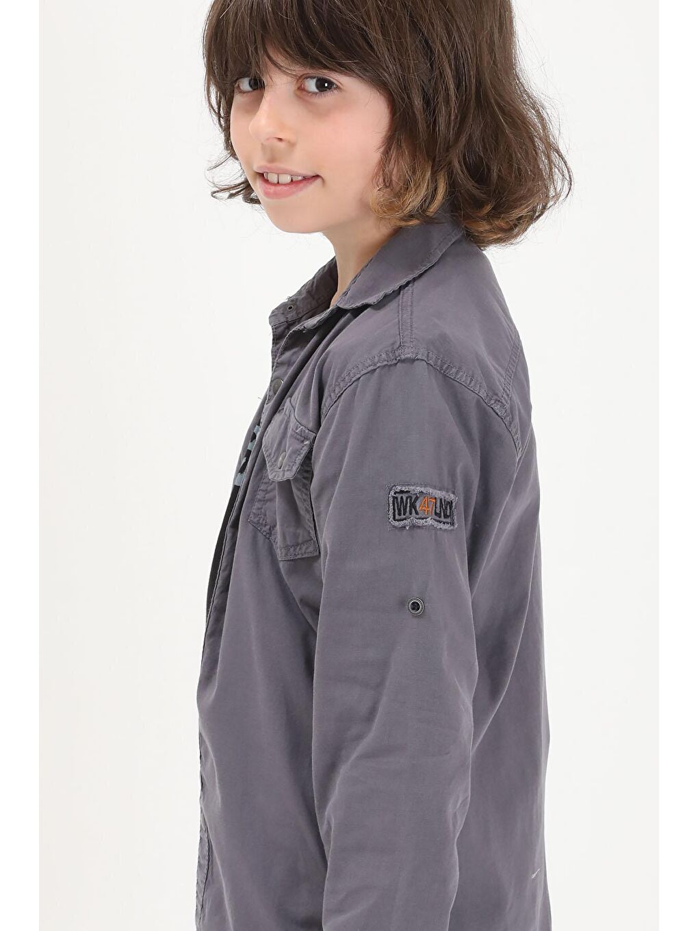 Gri Armalı Yazı Baskılı Tişörtlü Gömlek 16152-4