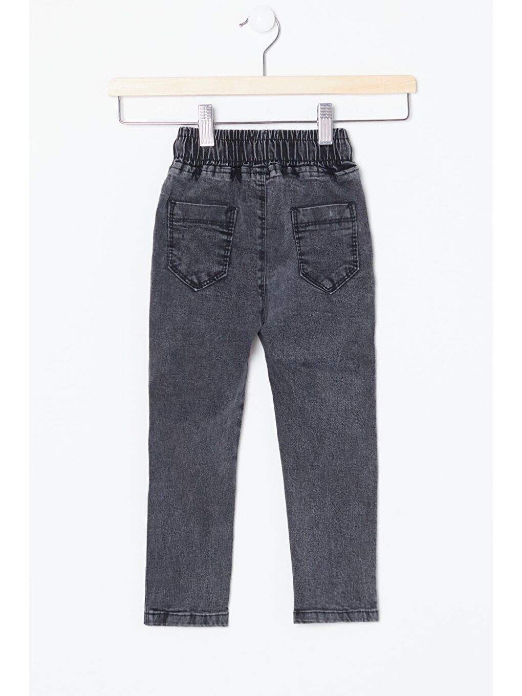 Gri Beli Lastikli Kargo Cepli Çocuk Jean Pantolon 14470-2
