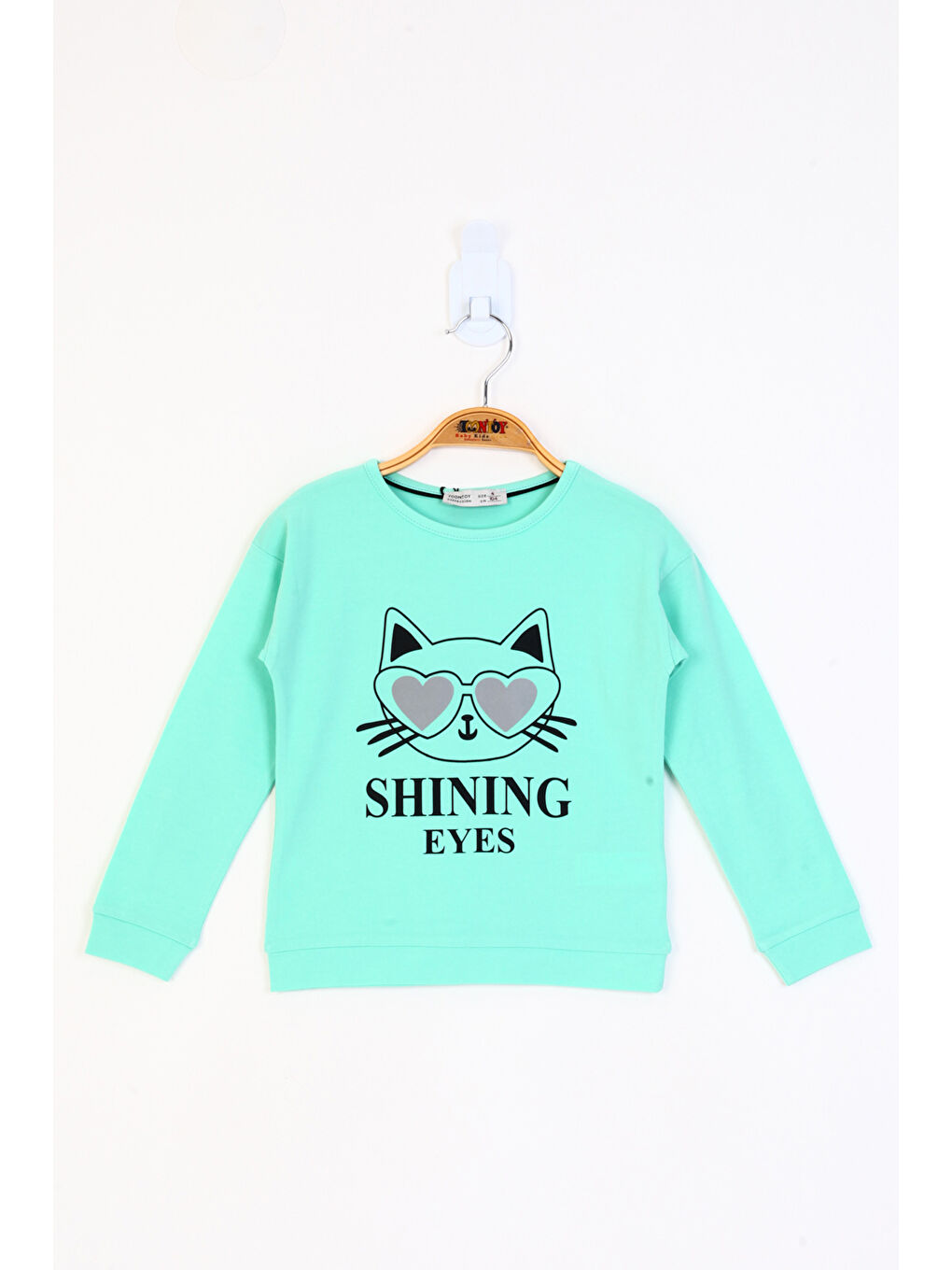 Ekru Kız Çocuk Kedi Baskılı Tişört