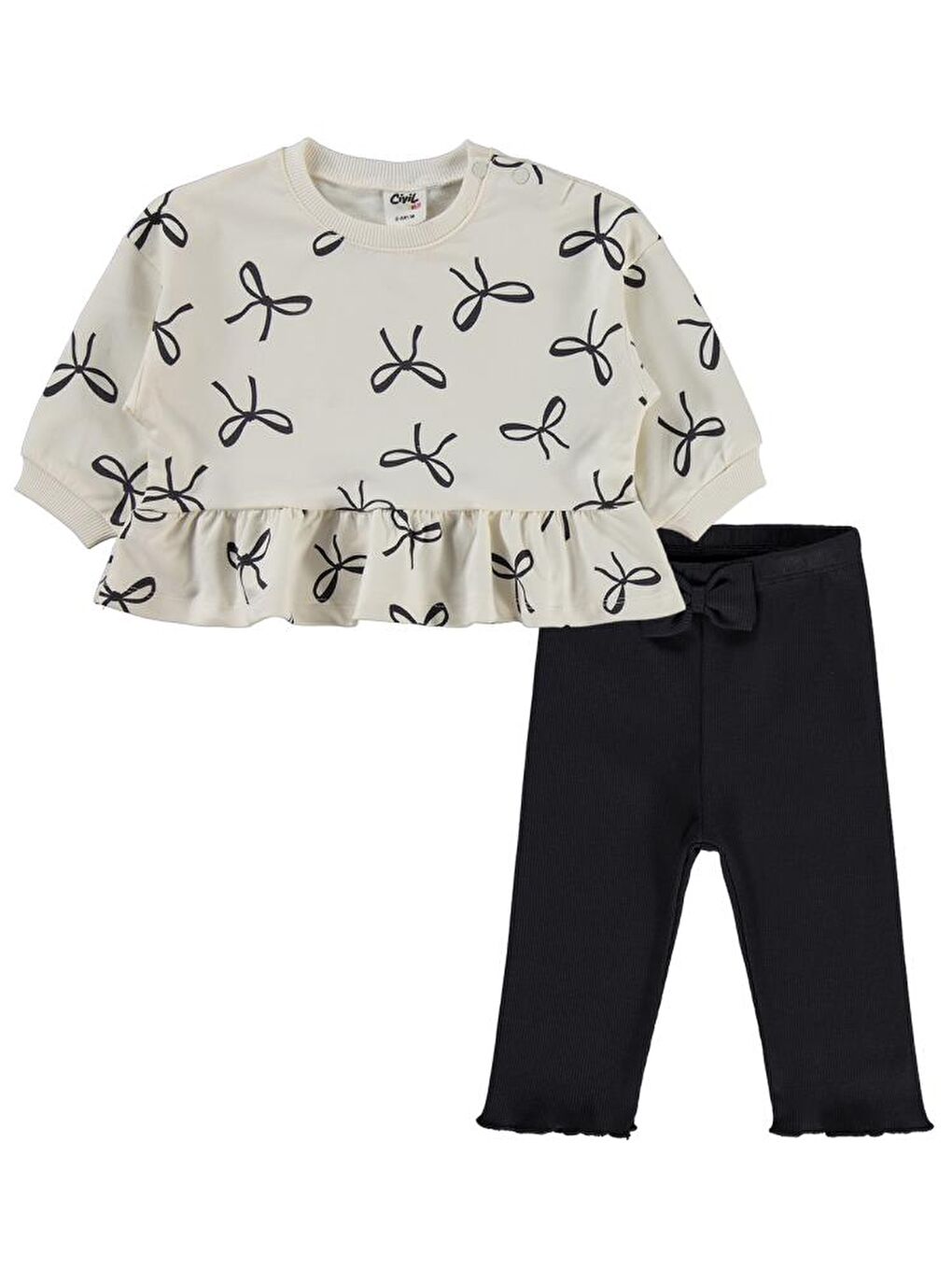 Ekru Baby Fiyonk Empirme 6-18 Ay Takım-2