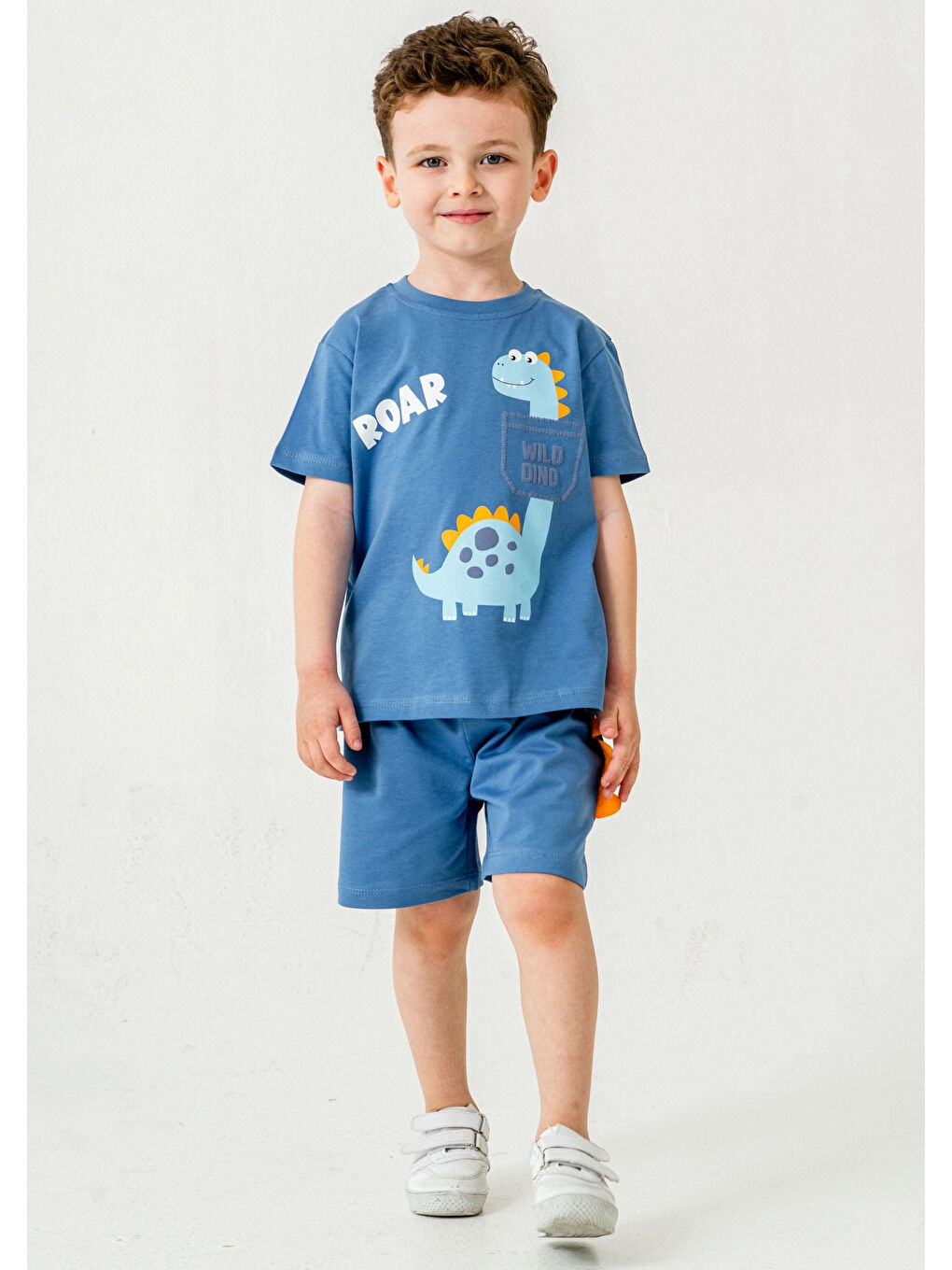 İndigo Wild Dino Baskılı Erkek Çocuk Şortlu Takım 50302