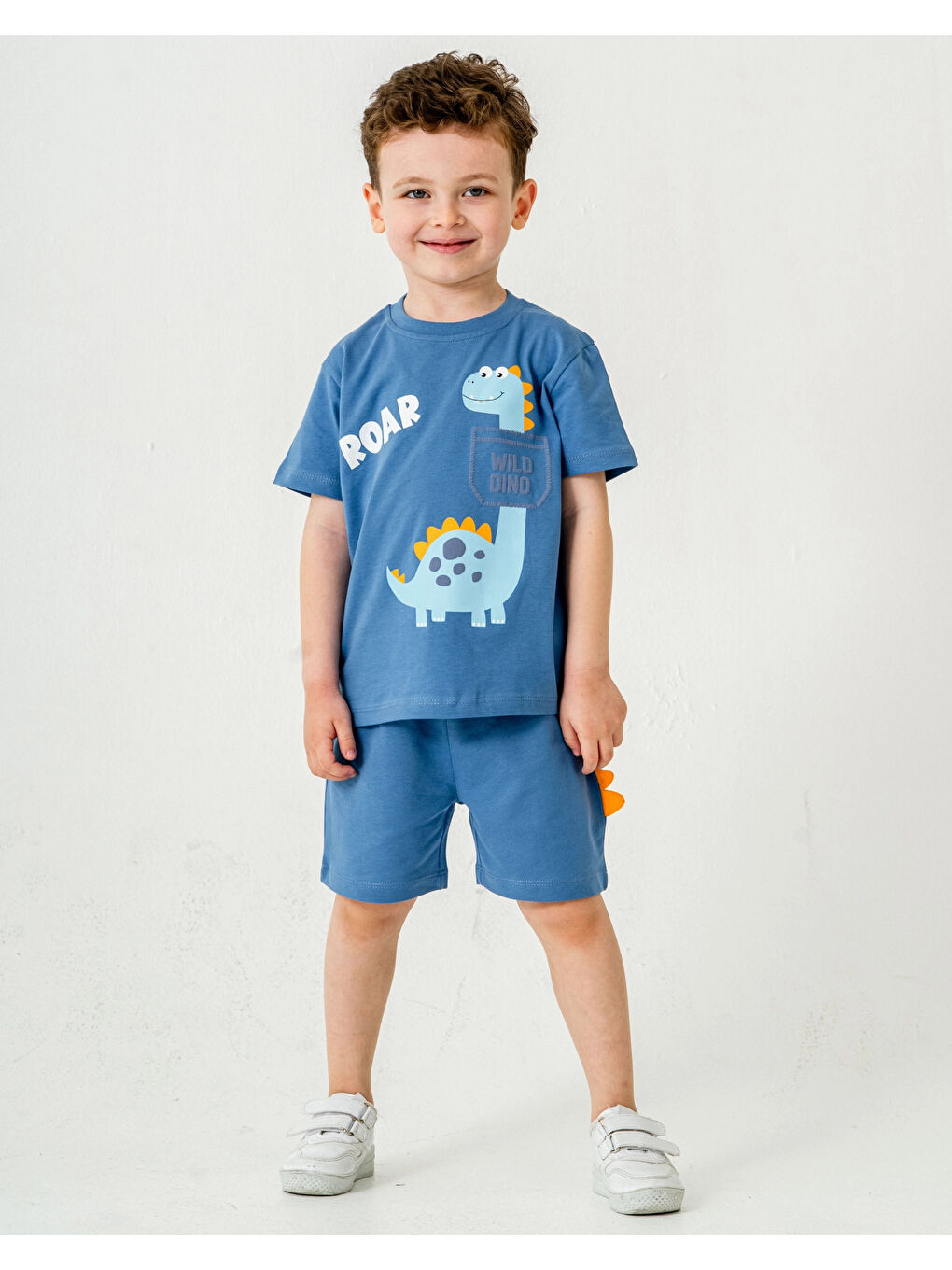 İndigo Wild Dino Baskılı Erkek Çocuk Şortlu Takım 50302-2