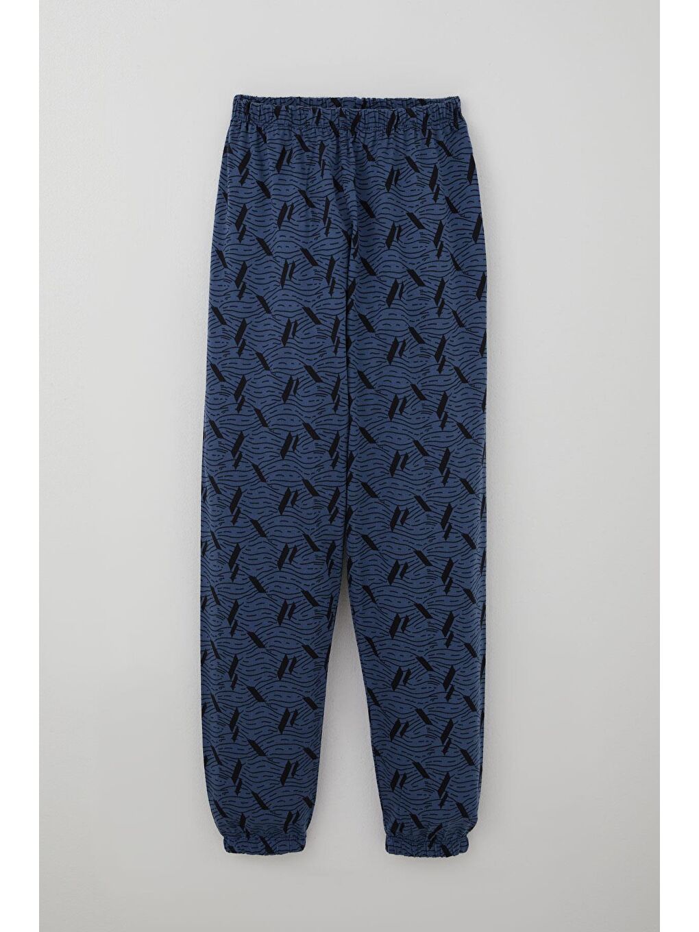 Erkek Çocuk Pijama Takımı Okyanus Çizgisi Dalga Desenli İndigo (9-12 Yaş)-2