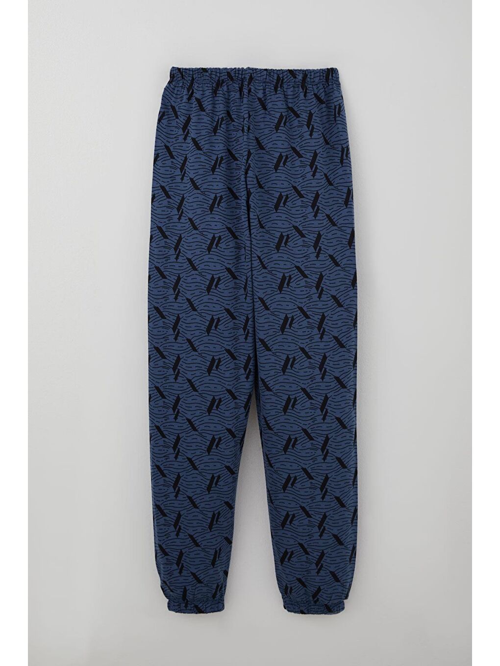 Erkek Çocuk Pijama Takımı Okyanus Çizgisi Dalga Desenli İndigo (9-12 Yaş)-4