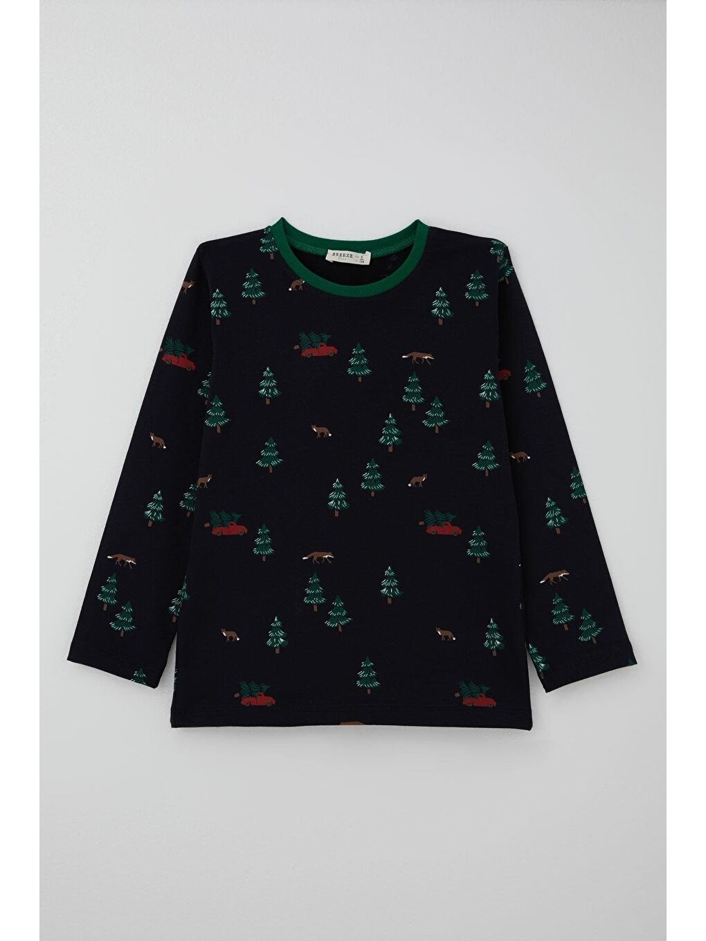 Erkek Çocuk Pijama Takımı Yılbaşı Temalı Çam Ağacı Desenli Lacivert (4-8 Yaş)-2